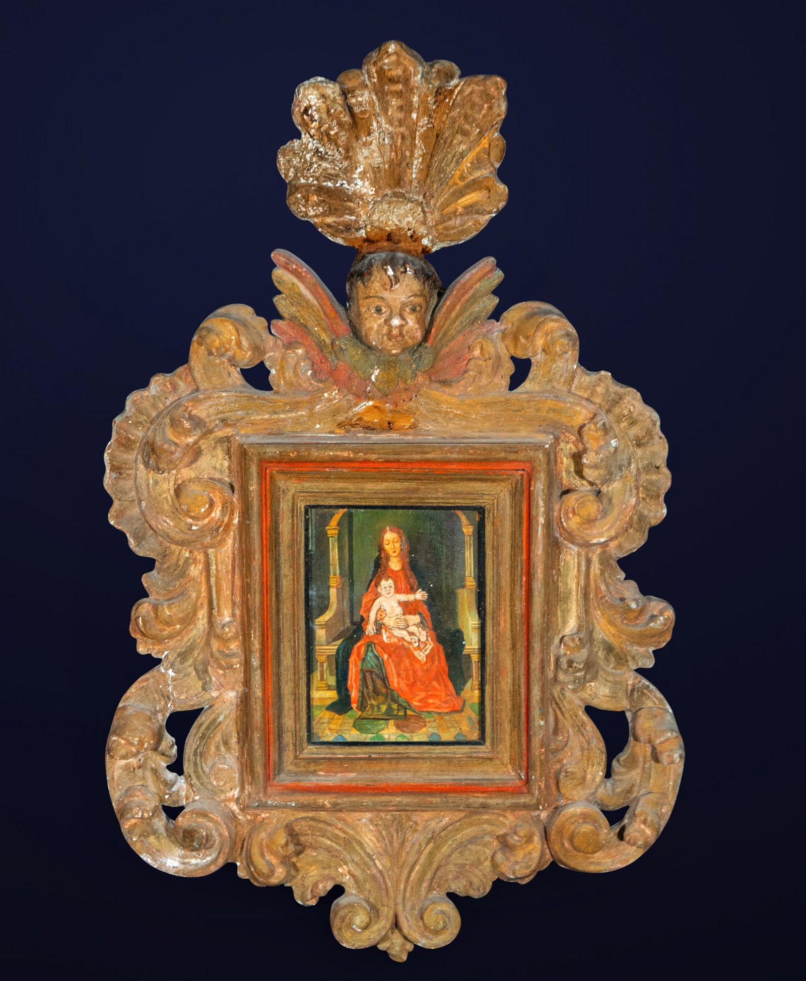 Virgin and Child - Based on South Flemish Gothic Models, 19th Century: Measurements: 21cm x 16cm; 83cm x 49cm.
