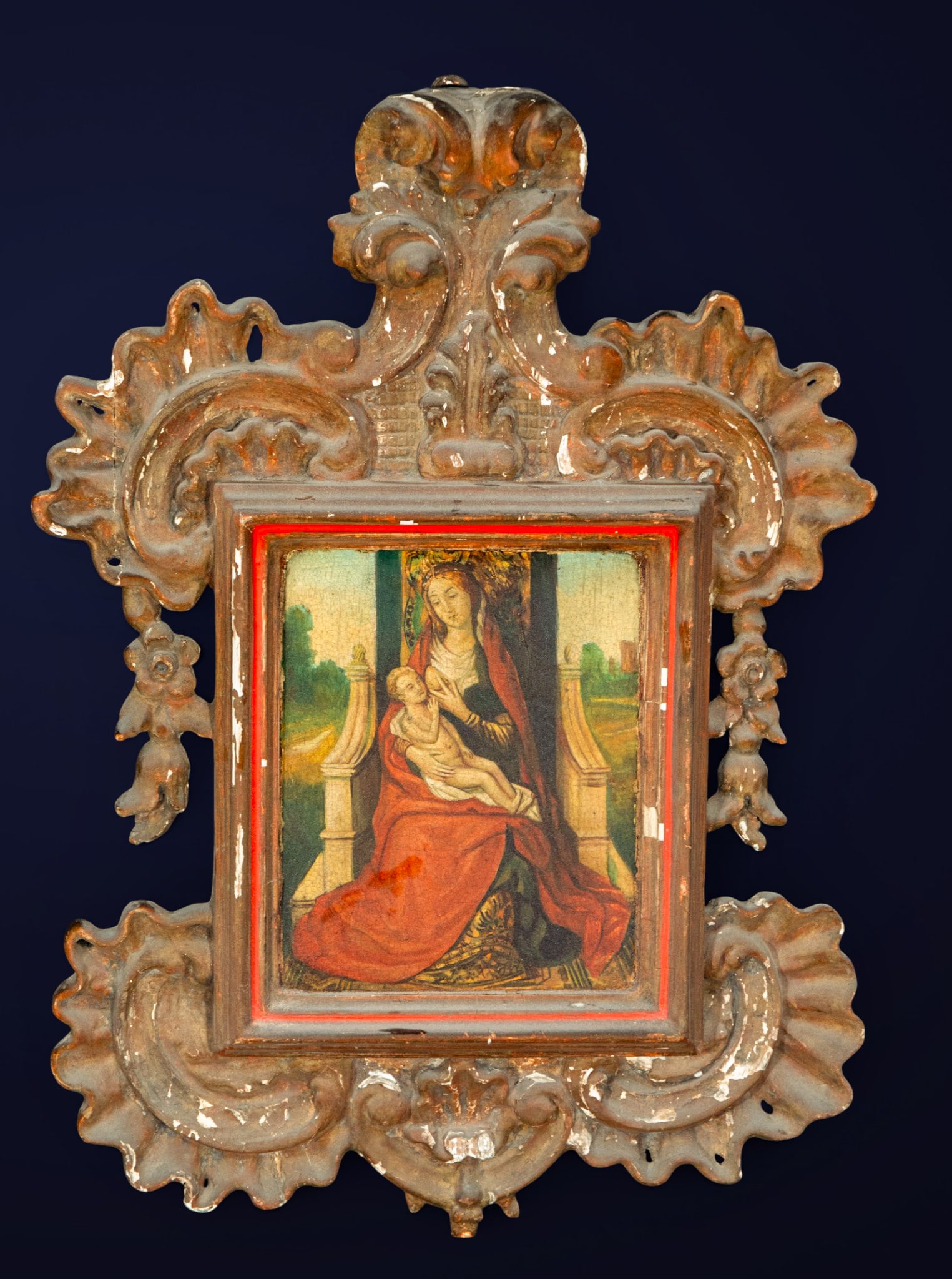 Virgin of the Milk - Based on South Flemish Gothic Models, 19th Century: Measurements: 26cm x 20cm; 68cm x 48cm.