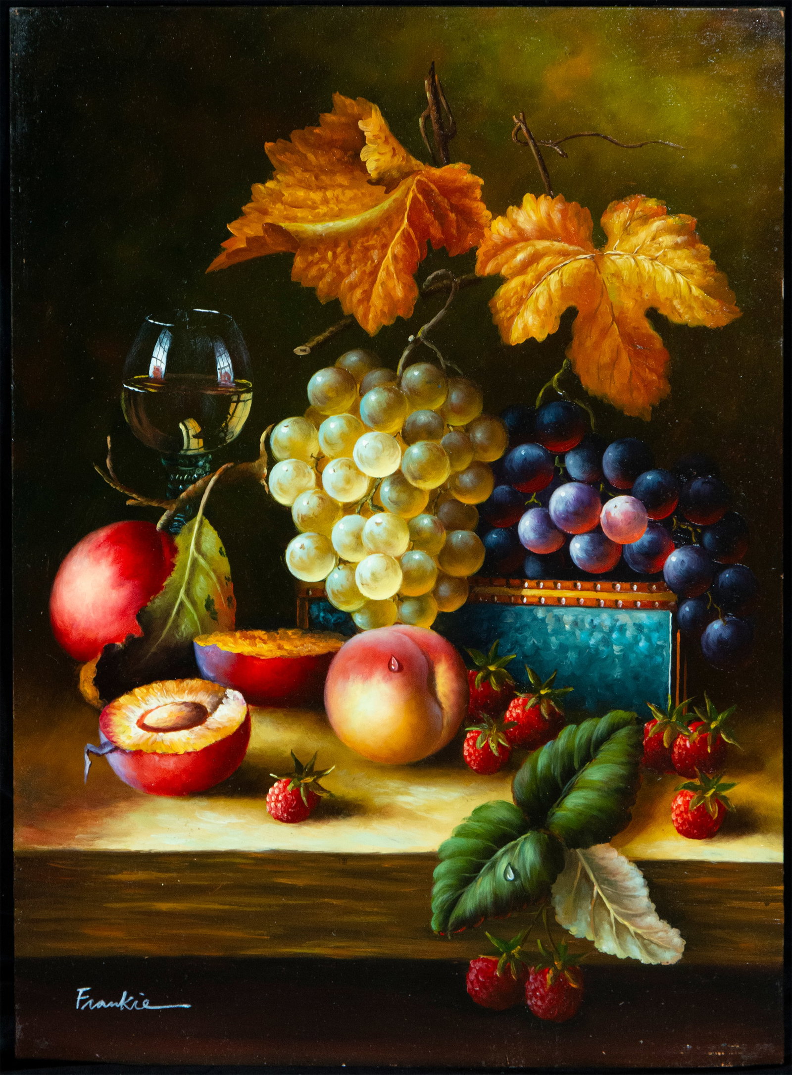 Still Life 1 - 20th Century European Scene, signed Frankie: Measurements: 41 cm x 31 cm.