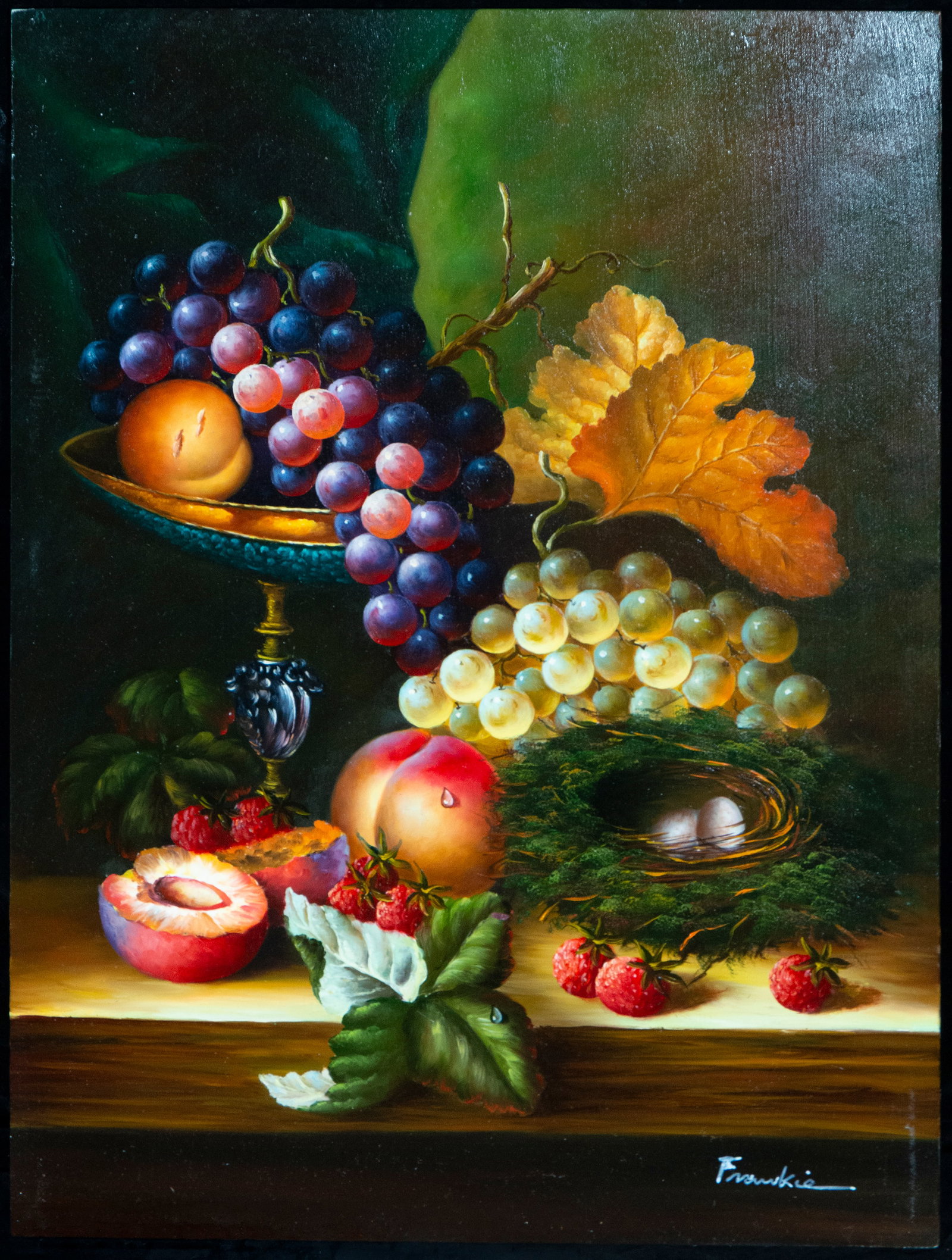 Still Life 2 - 20th Century European Scene, signed Frankie: Measurements: 41 cm x 31 cm.