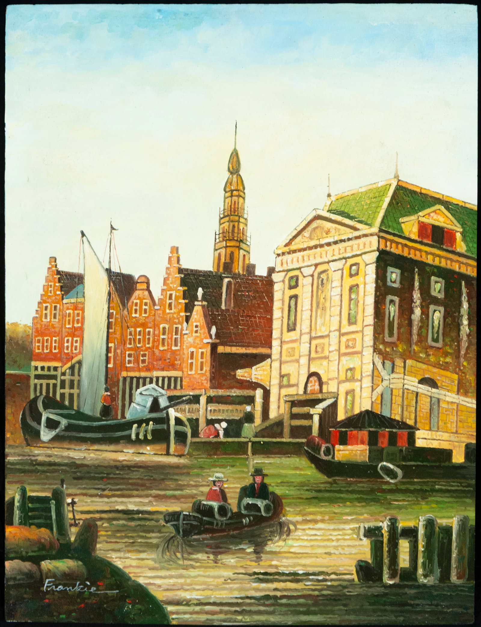 Amsterdam Canal, signed, 20th century: Measurements: 41 cm x 31 cm.
