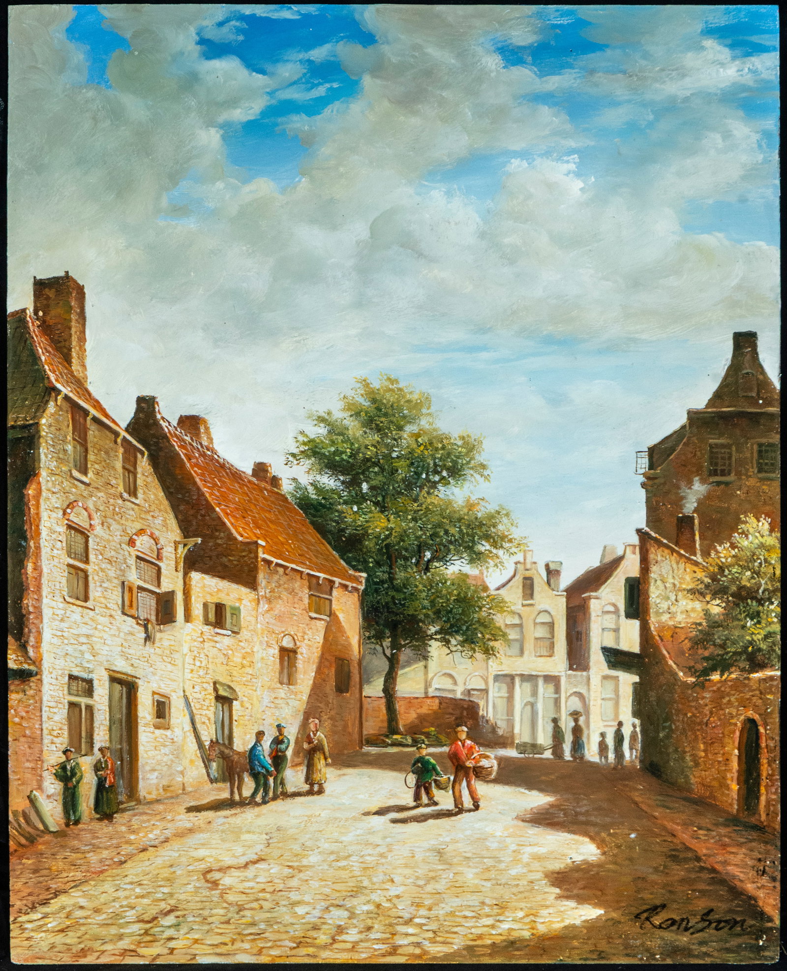 Dutch Street, signed, 20th century: Measurements: 41 cm x 31 cm.