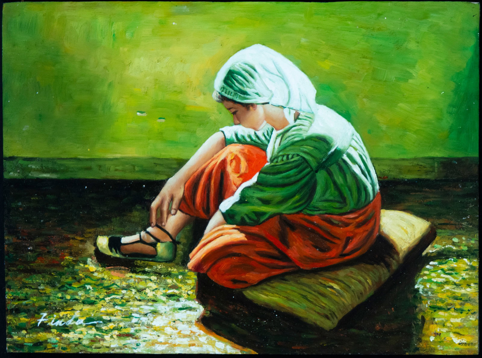 Young girl. 20th century European school: Measurements: 41 cm x 31 cm.