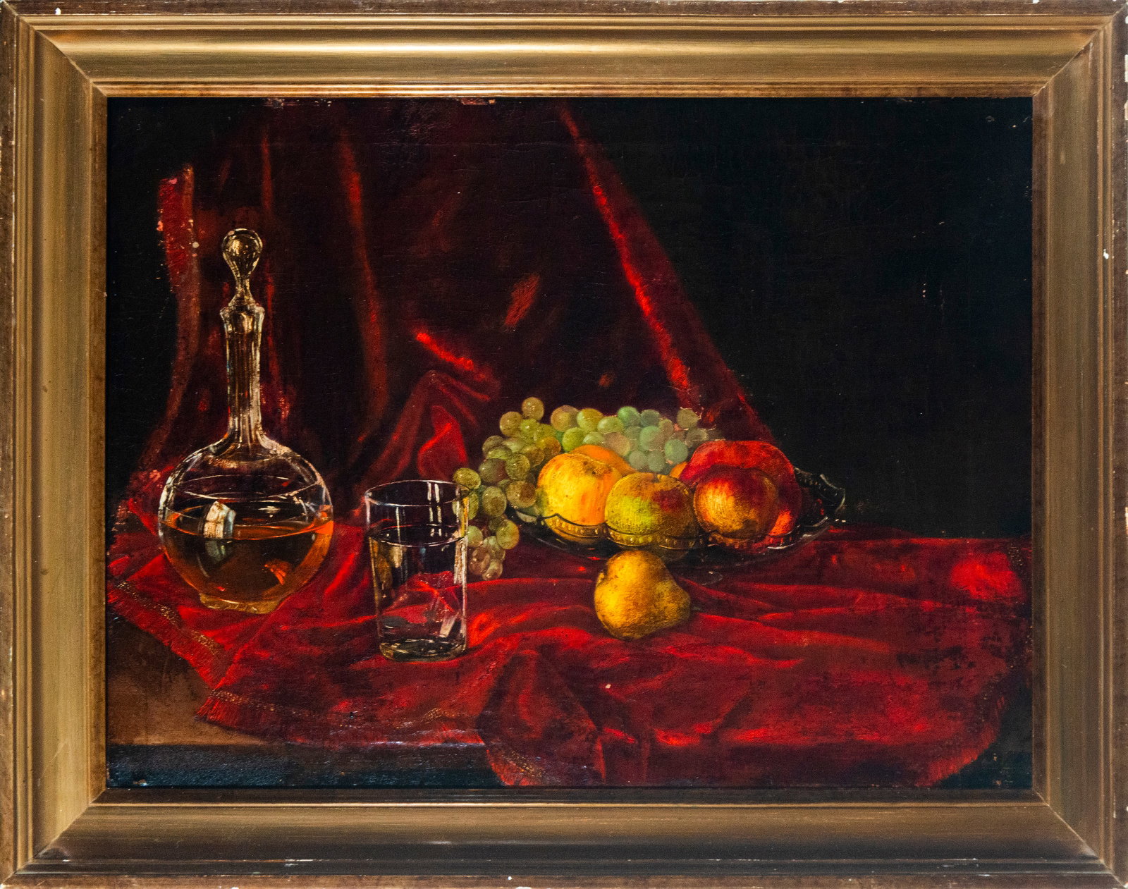 Oil painting on canvas depicting a 20th century still life: Measurements: 63 cm x 46 cm and 73 cm x 57 cm