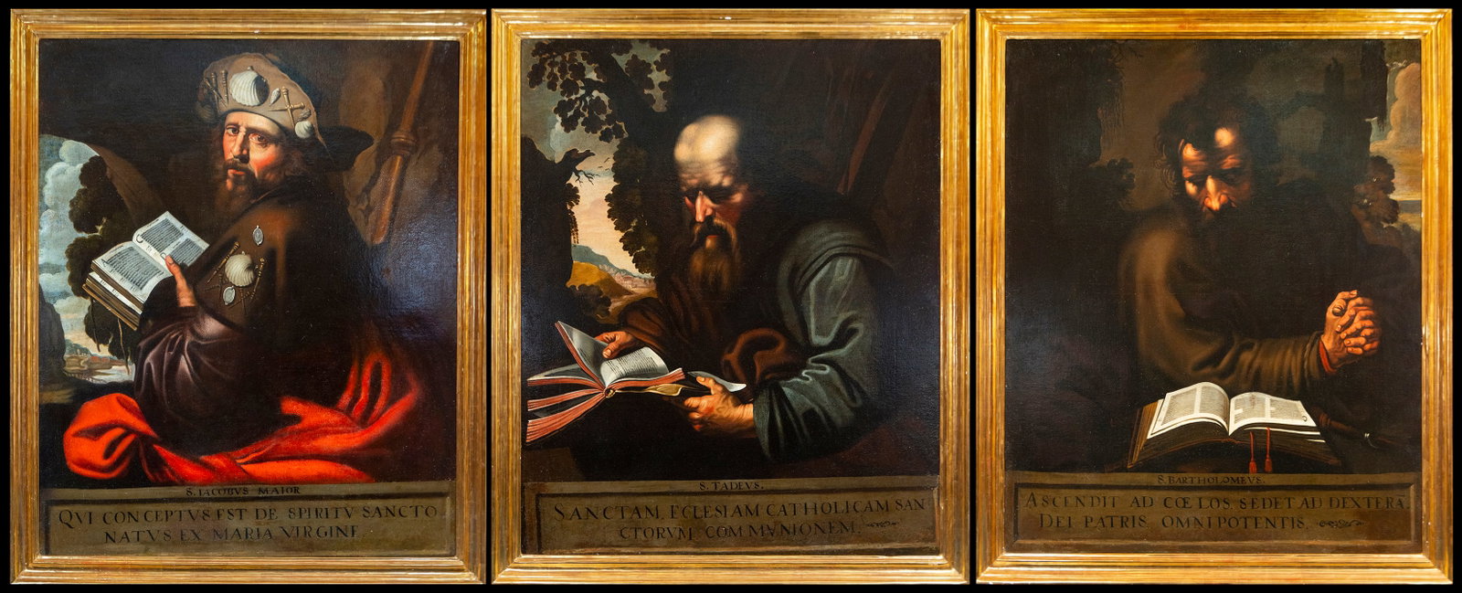 Workshop of Artus Wolffort (Antwerp, 1581 – 1641) - Saint James the Greater, Saint Thaddeus and: Oil on canvas. Dimensions: 117 x 96 cm each. An important group belonging to the celebrated apostolic series developed in the circle of Artus Wolffort in Antwerp during the first decades of the 17th c
