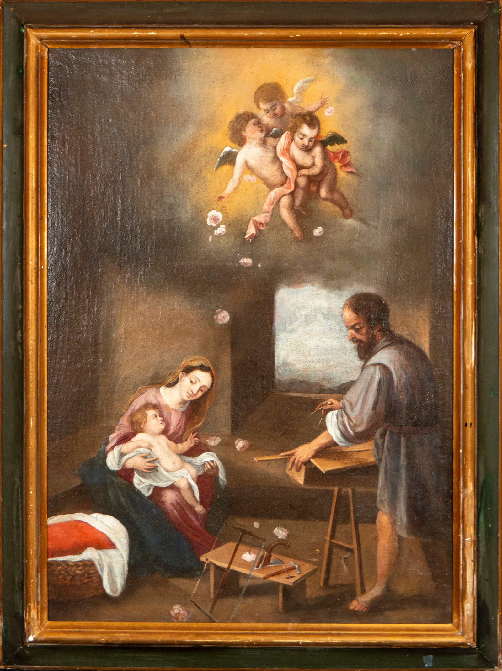 Sevillian school of Murillo of the 17th century: Measurements: 78cm x 56cm; 92cm x 71cm.