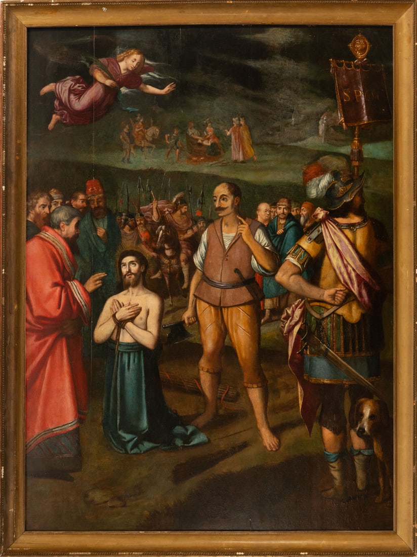 Large Oil on panel representing the Arrest of Christ, Italo Flemish school of the 16th century: Oil on table. Measures: 202 x 148 cm, framed measures: 217 x 167 cm