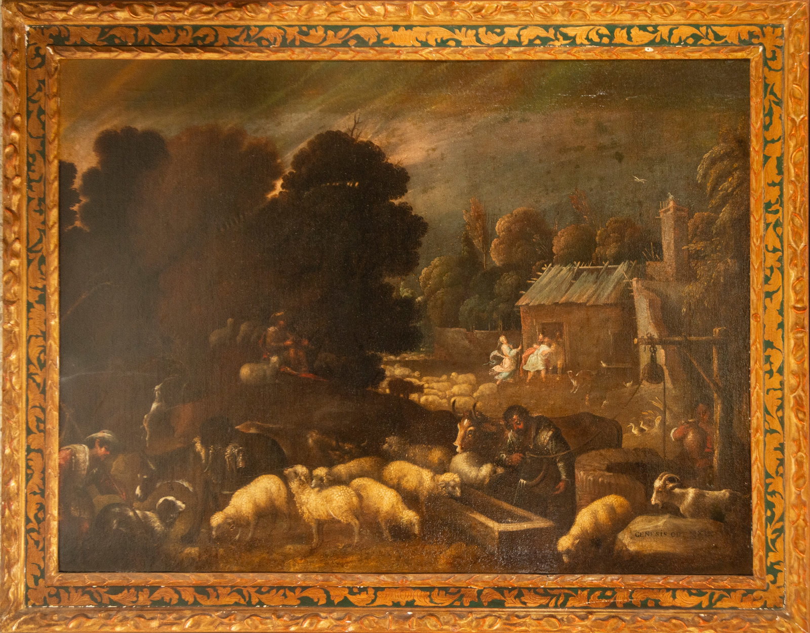 Pastoral Scene - 17th Century - Attributed to Pedro de Orrente (Murcia, 1580-Valencia, 1645): Oil on canvas. Measurements: 140 cm x 120 cm and 180 cm x 144 cm