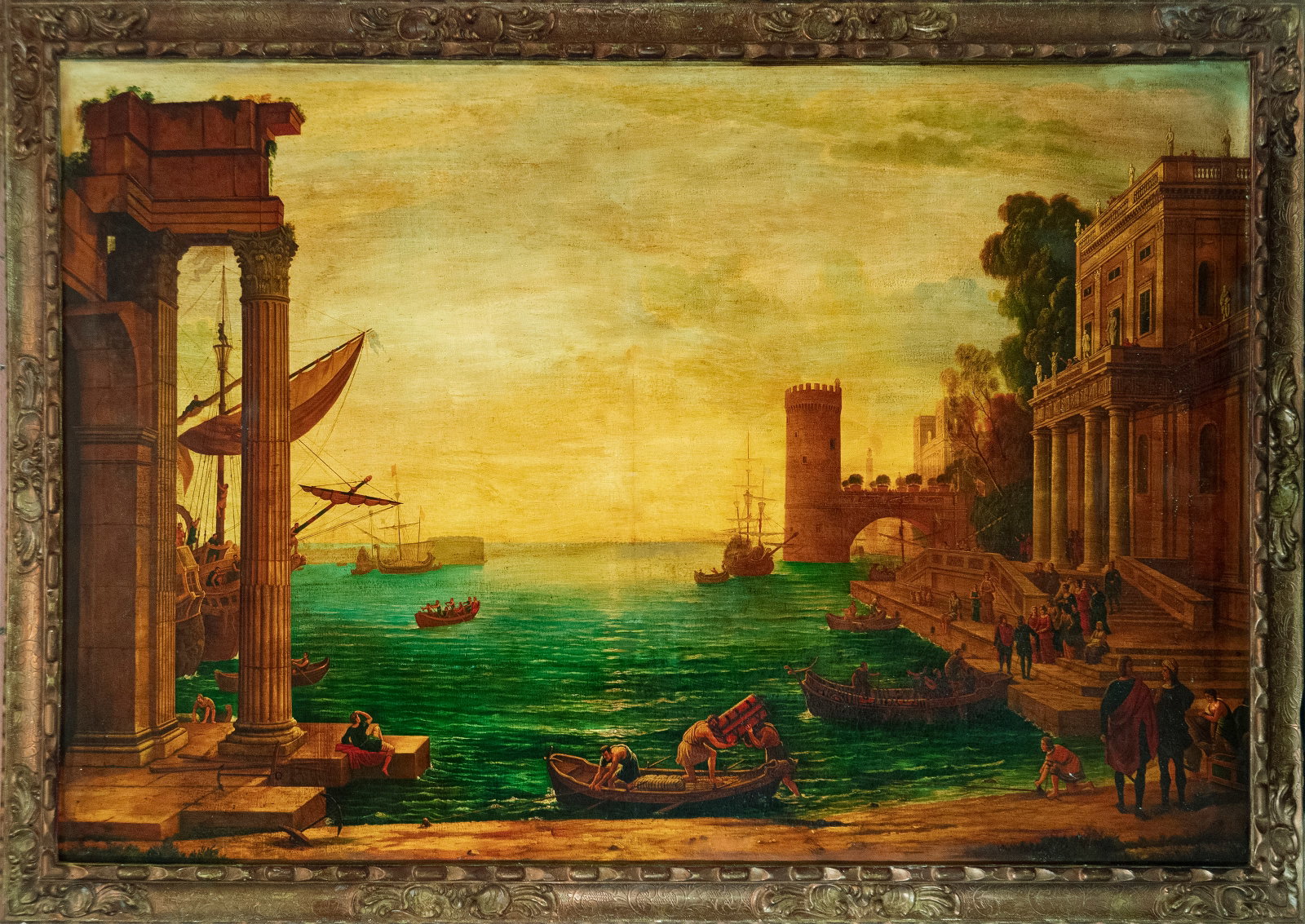 Monumental view of the Port of Venice with Palazzo Italia, 18th century: Measurements: 196 cm x 128 cm and 215 cm x 146 cm
