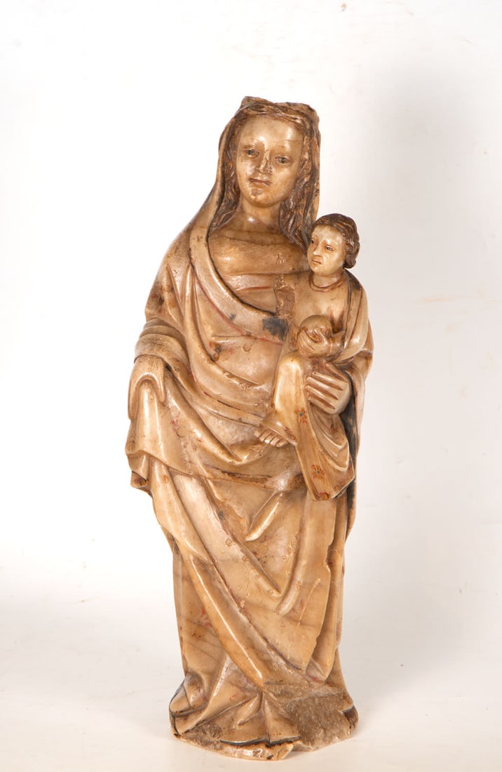 Large Virgin with Child in Alabaster, Trapani italian school of the 17th Century (1 of 9)