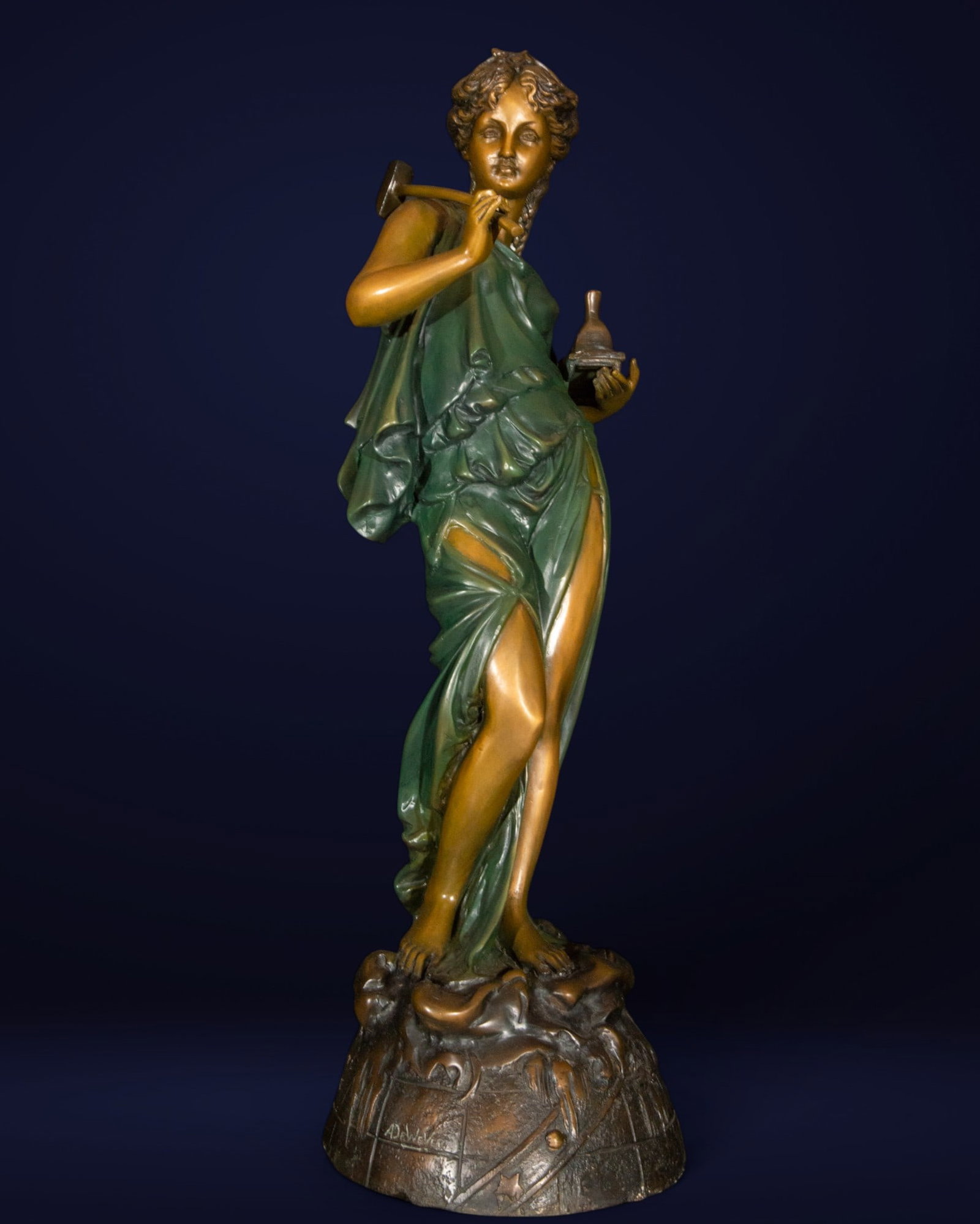 Two-tone bronze sculpture, 20th century - Germany - signed, by Weber: Bronze. Measurements: 89 cm x 28 cm x 20 cm