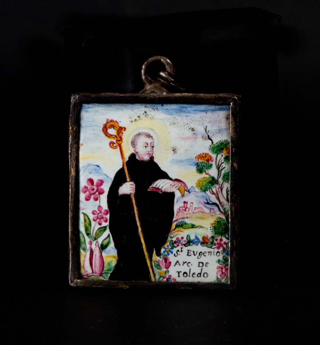 Reliquary in Silver and Painted Enamels of Saint Eugene, 17th century: Measurements: 1 x 5 x 4 cm