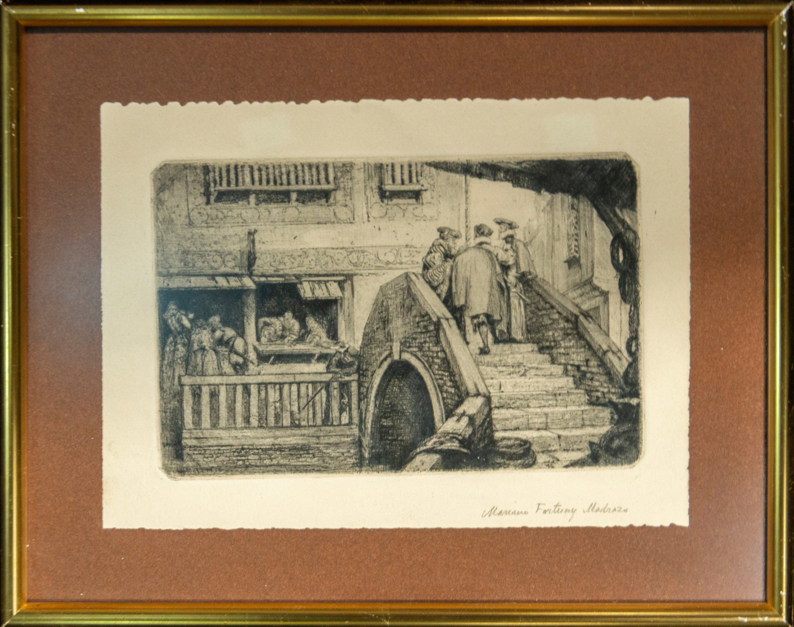 Venetian Bridge, Signed Mariano Fortuny Madrazo, Etching, Spanish School, 20th Century (1 of 4)