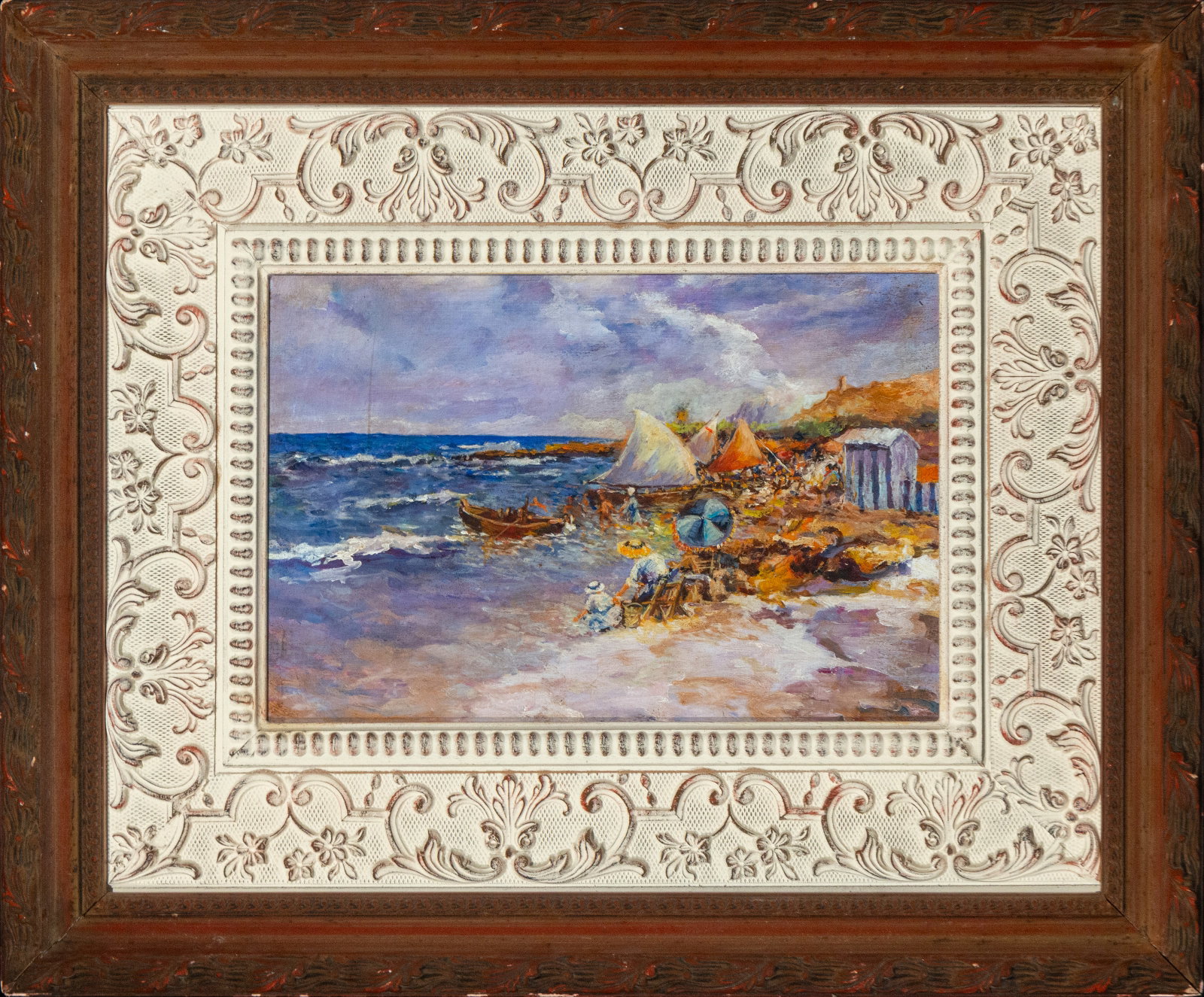 Oil on panel “Seascape??, Valencian School, Late 19th Century (1 of 3)