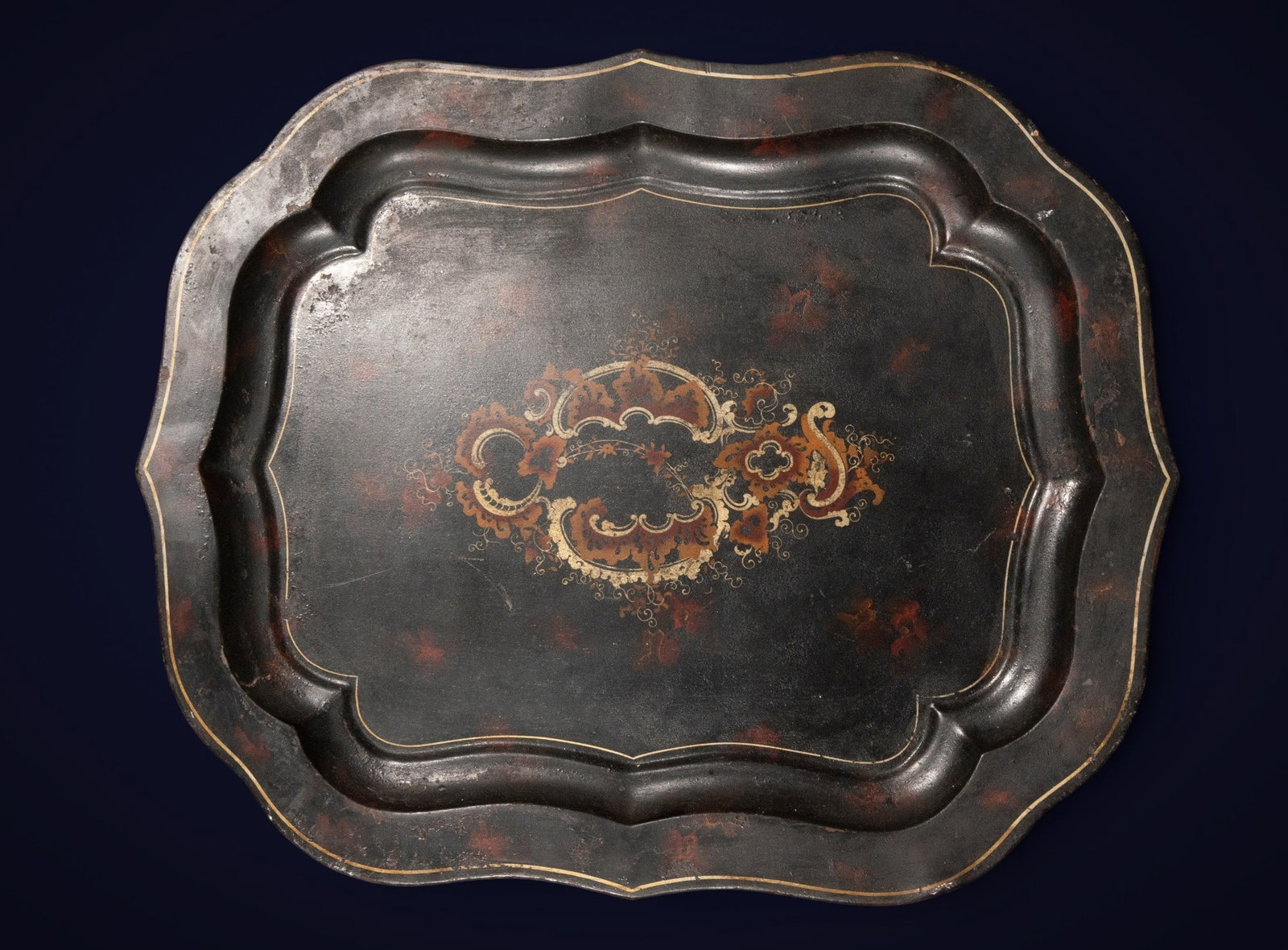 Painted metal tray, European School, 19th century (1 of 2)