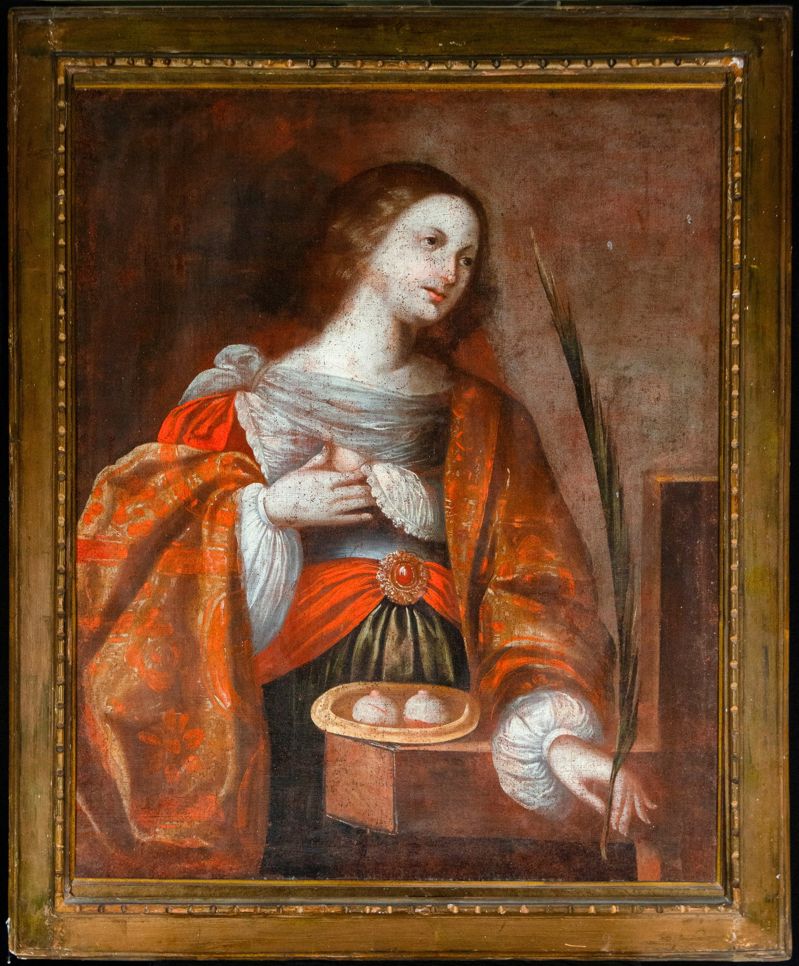 Saint Agatha, Italian School, 17th Century: Measurements: 60 x 40 cm, oil on canvas.
