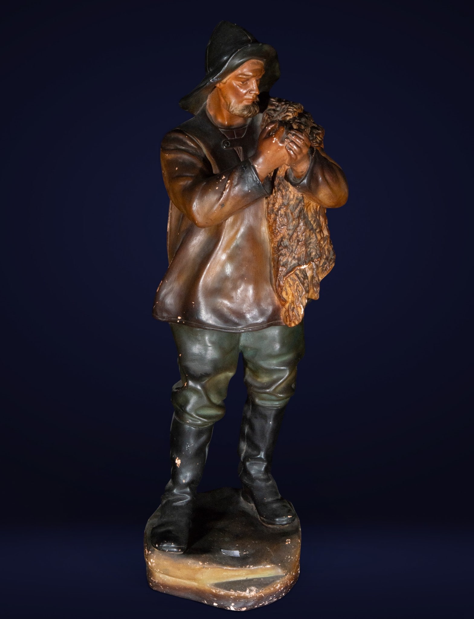 Fisherman figure for Neapolitan Nativity Scene, 19th-20th Century: Measurements: 77 x 30 x 22 cm.