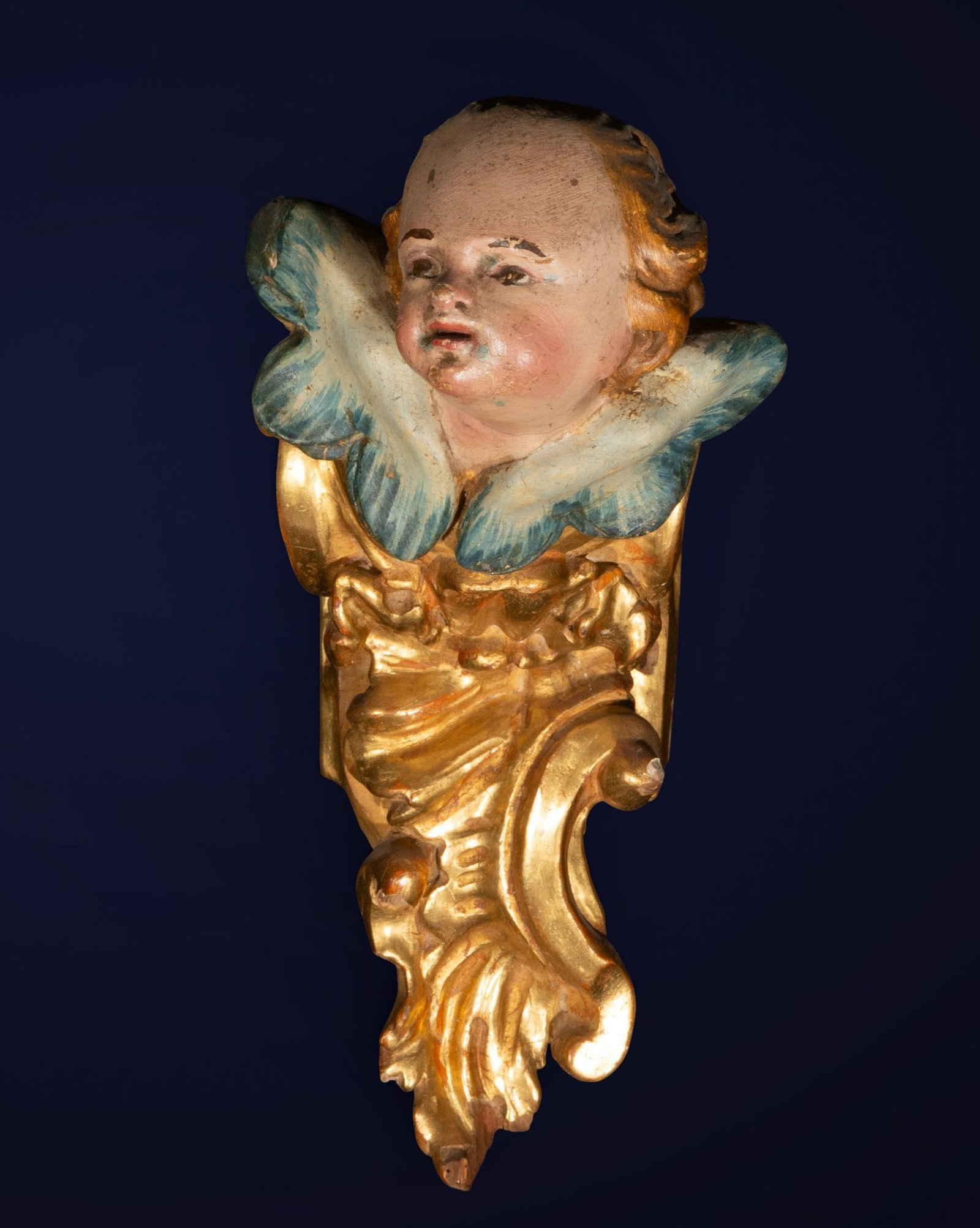 Finial with angel's head, Spanish School, 18th Century (1 of 4)