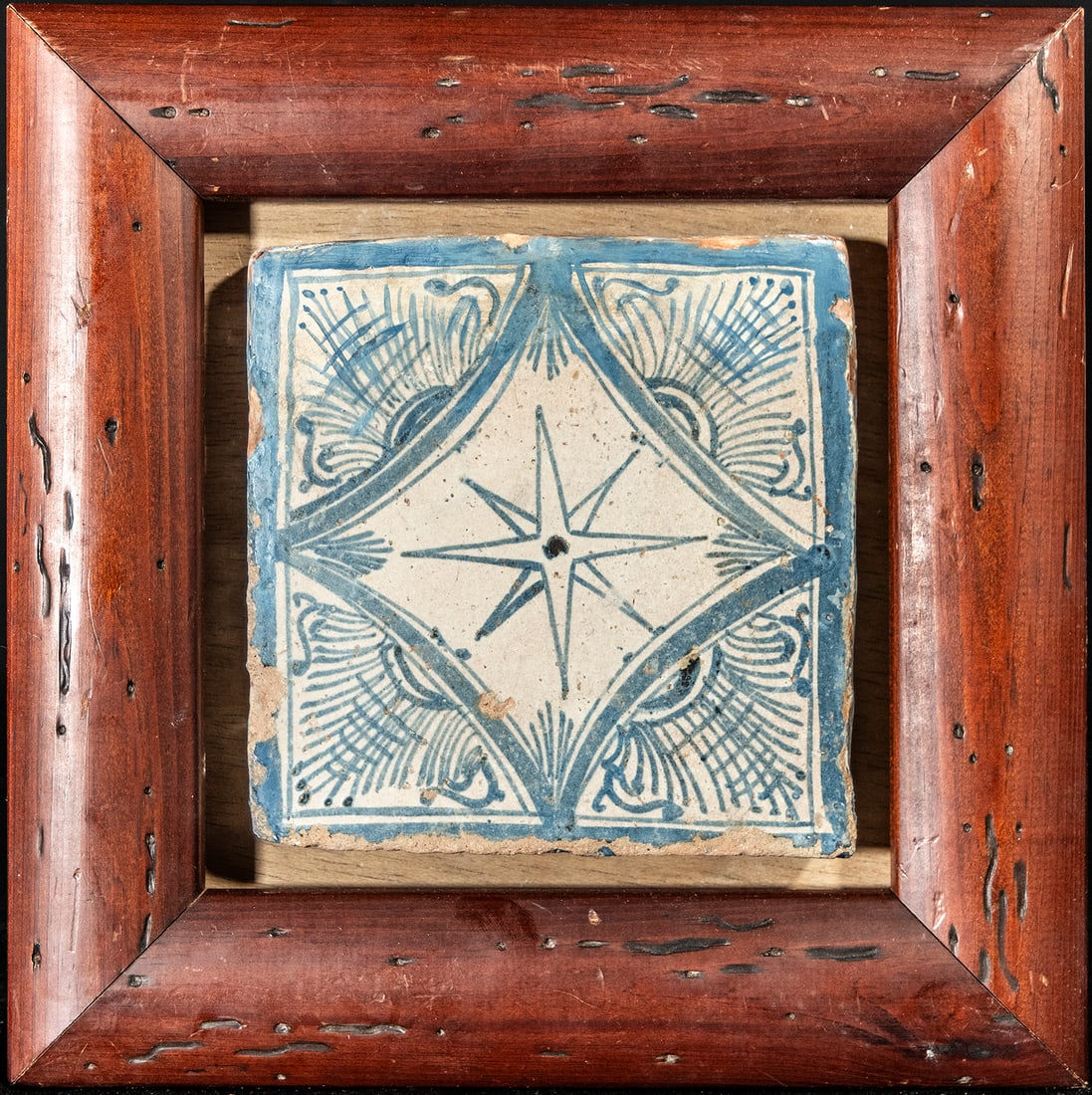 Gothic tile from Manises, 15th century: 13.5 x 13.5 cm