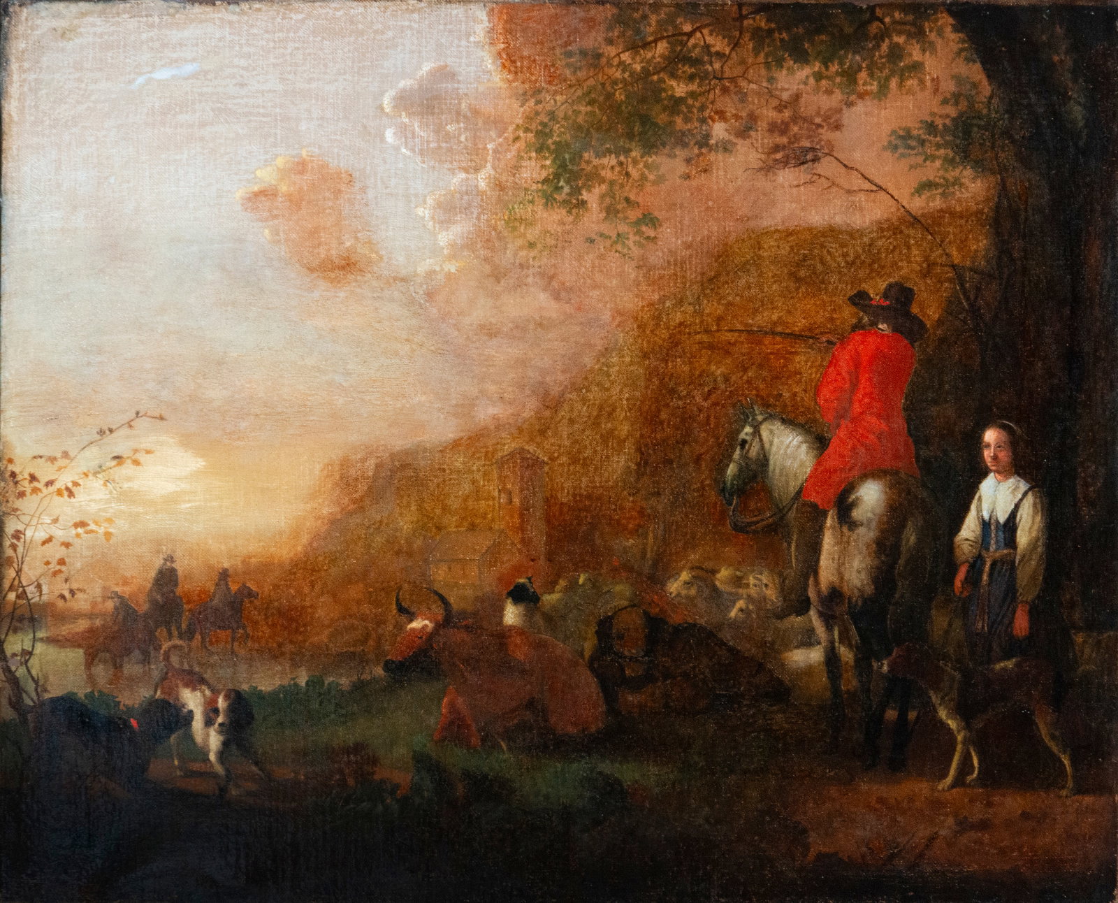 Country scene with rider, Flemish school, 18th century (1 of 3)