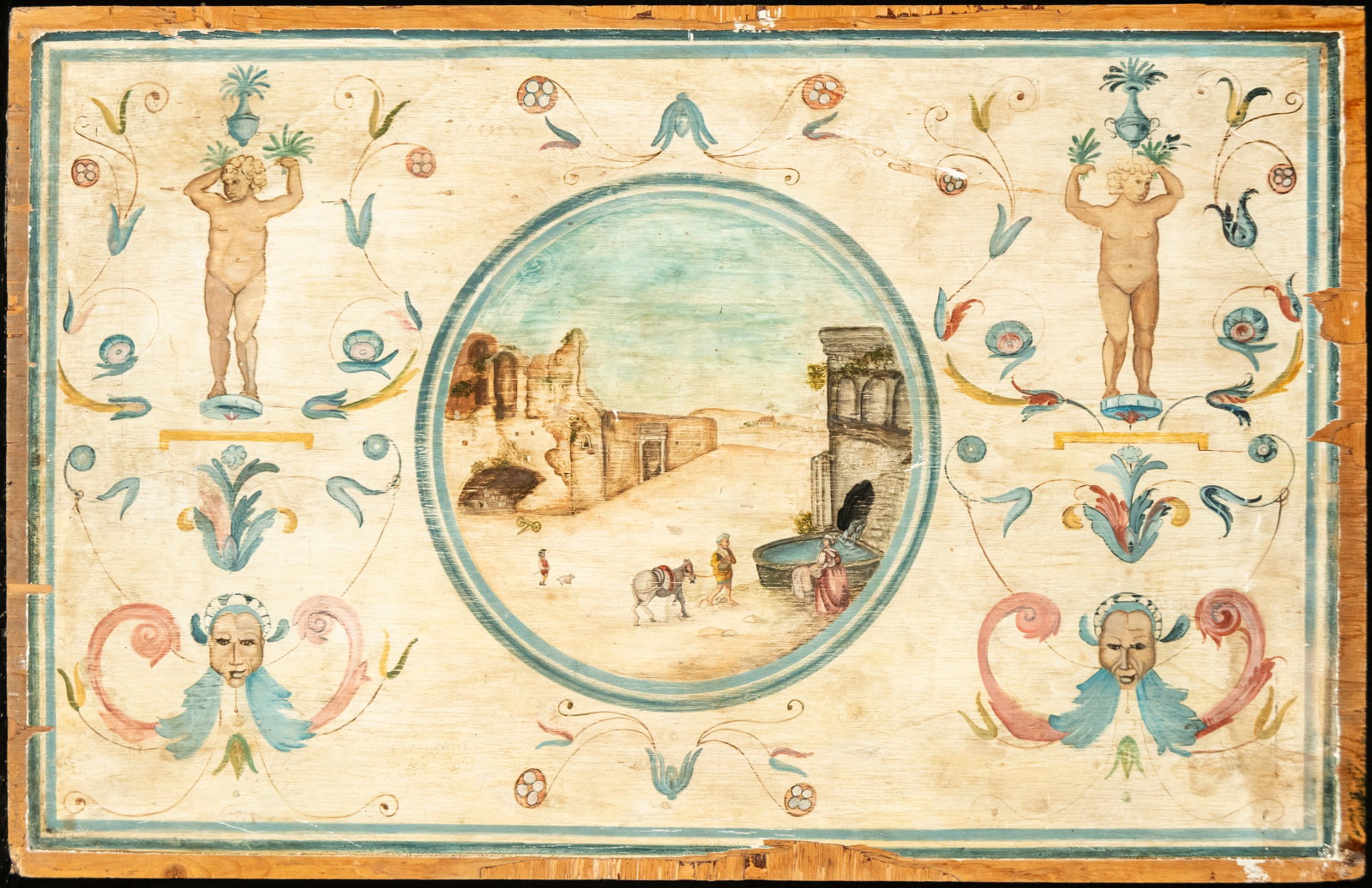 Decorative panel with landscape and grotesques. European School. Late 19th Century (1 of 7)