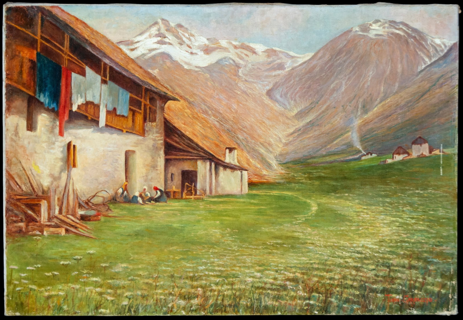 Alpine landscape. Signed. Central European School. 19th century (1 of 7)