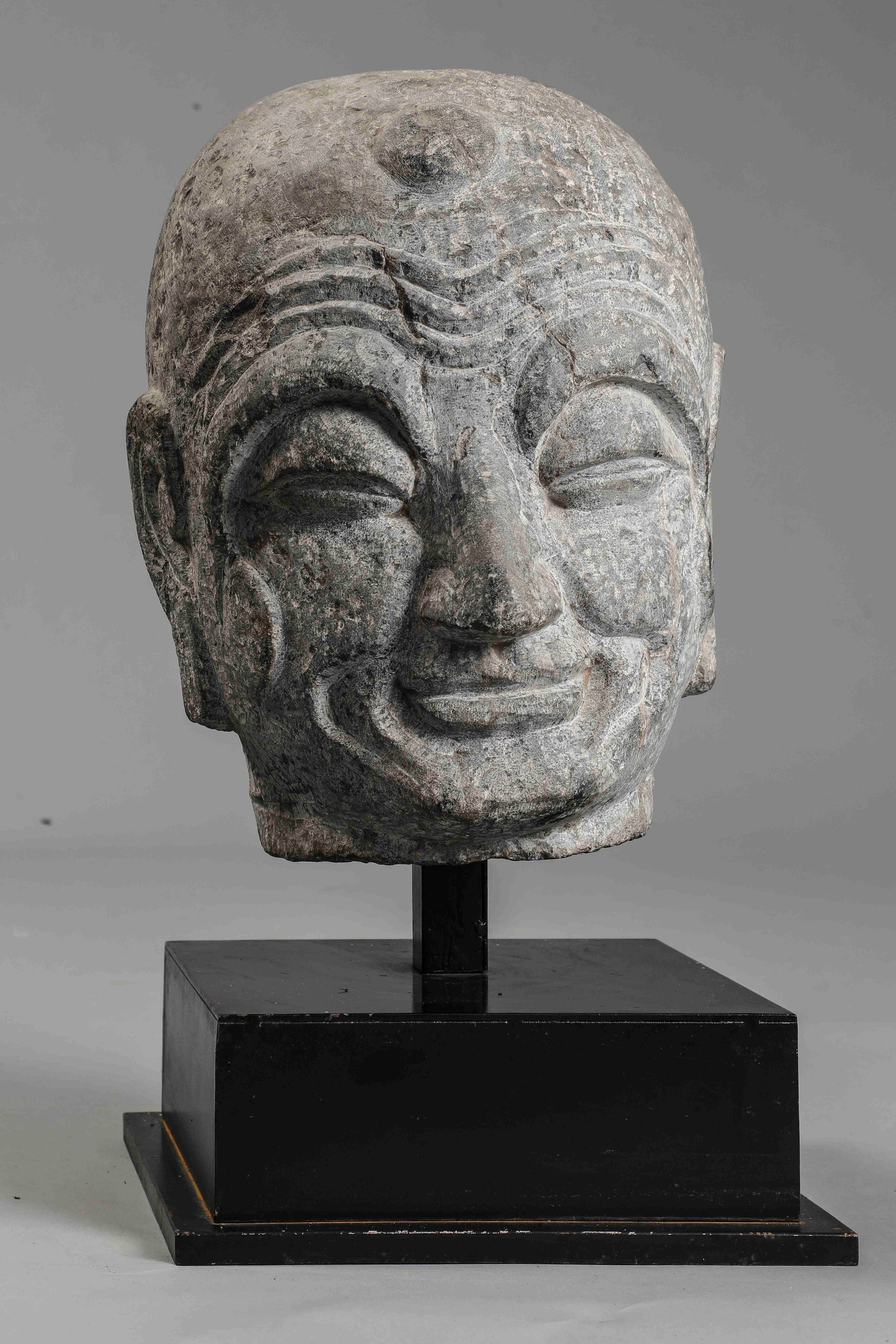 Large stone head of Lohan from the Ming Dynasty, 14th-17th century (1 of 3)