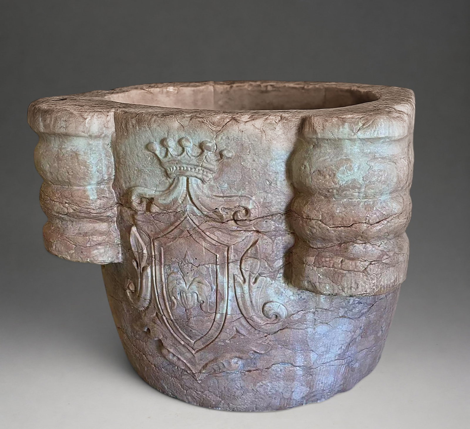Armorial mortar with fleur-de-lis, France, 17th century (1 of 3)