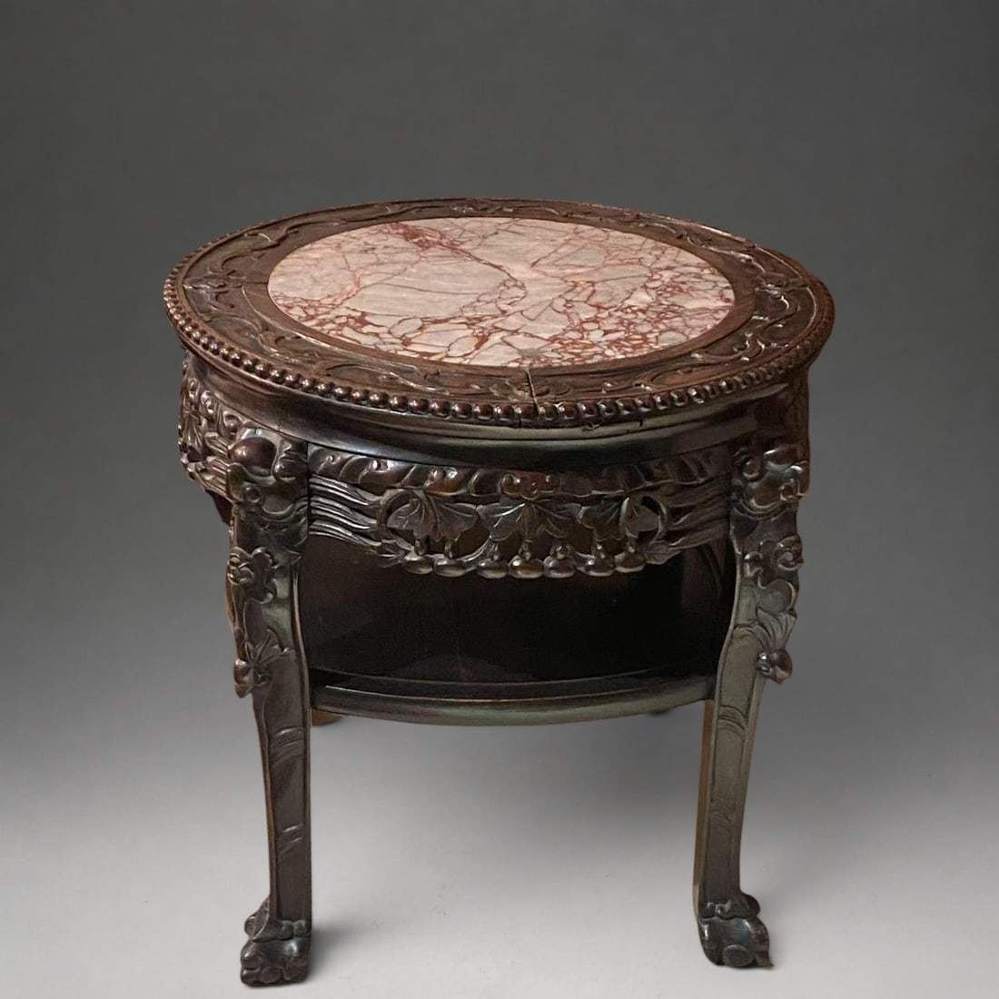 Low circular table with marble top, Chinese school, 19th century (1 of 5)