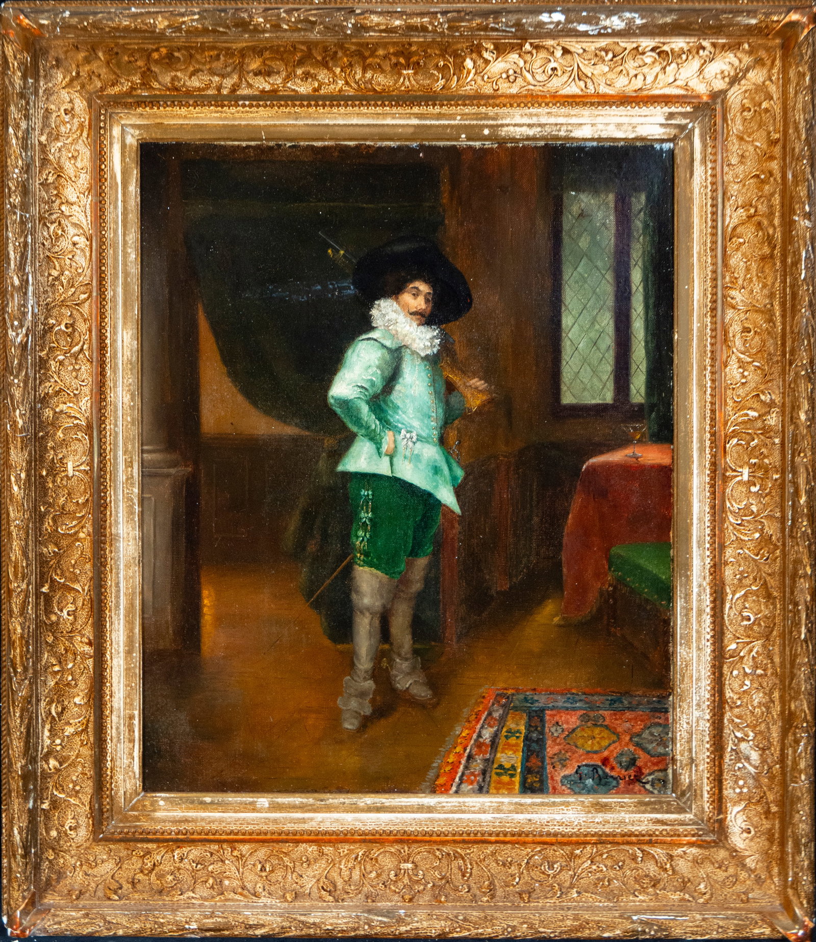 MUSKETEER - GUSTAVE BARRIER - 19TH CENTURY FRENCH SCHOOL: Oil on canvas. Dimensions without frame: 55 x 46 cm. Dimensions with frame: 78 x 68 cm.