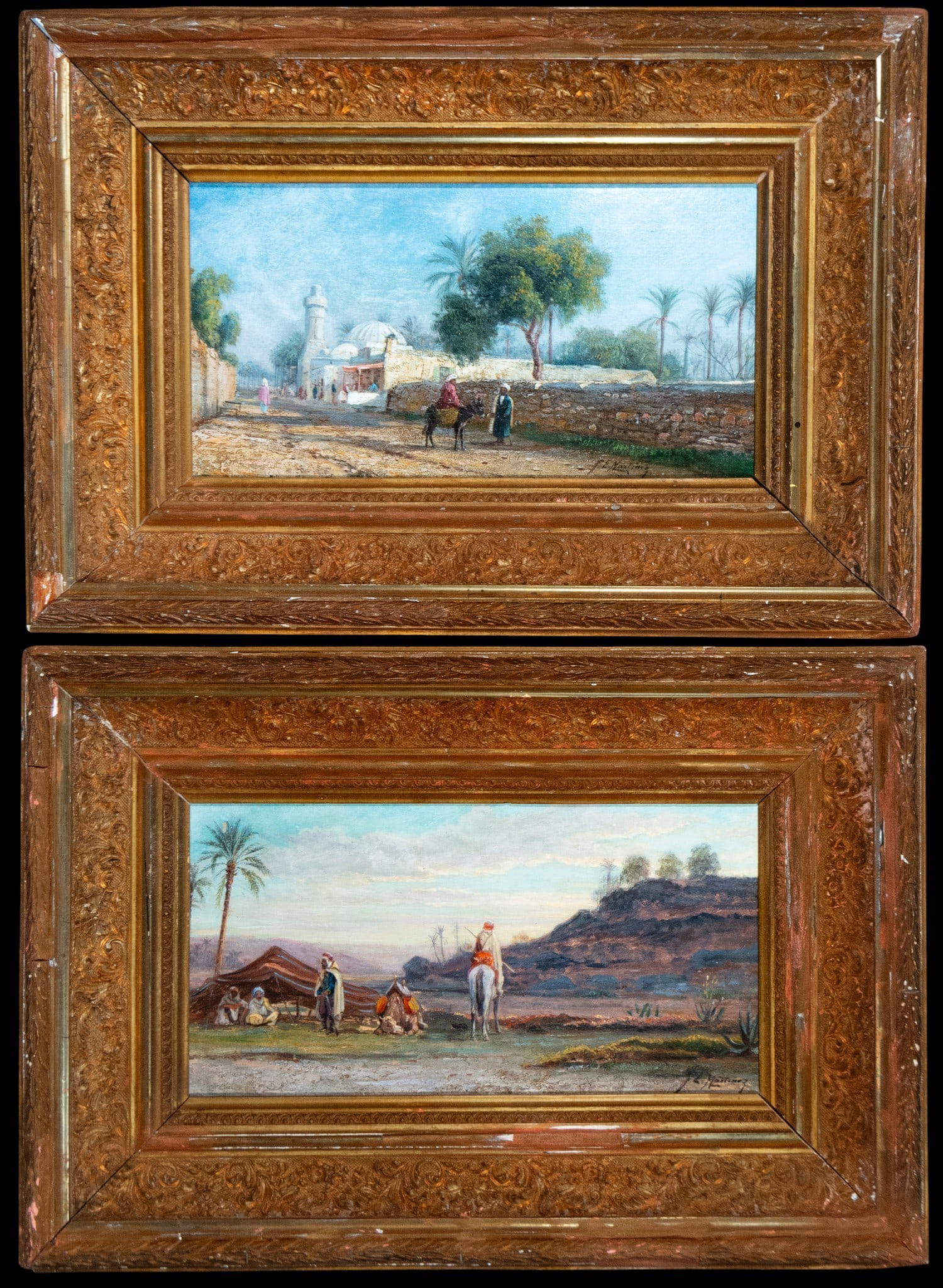 Pair of Orientalist landscapes. Signed. Spanish School. 19th century (1 of 11)