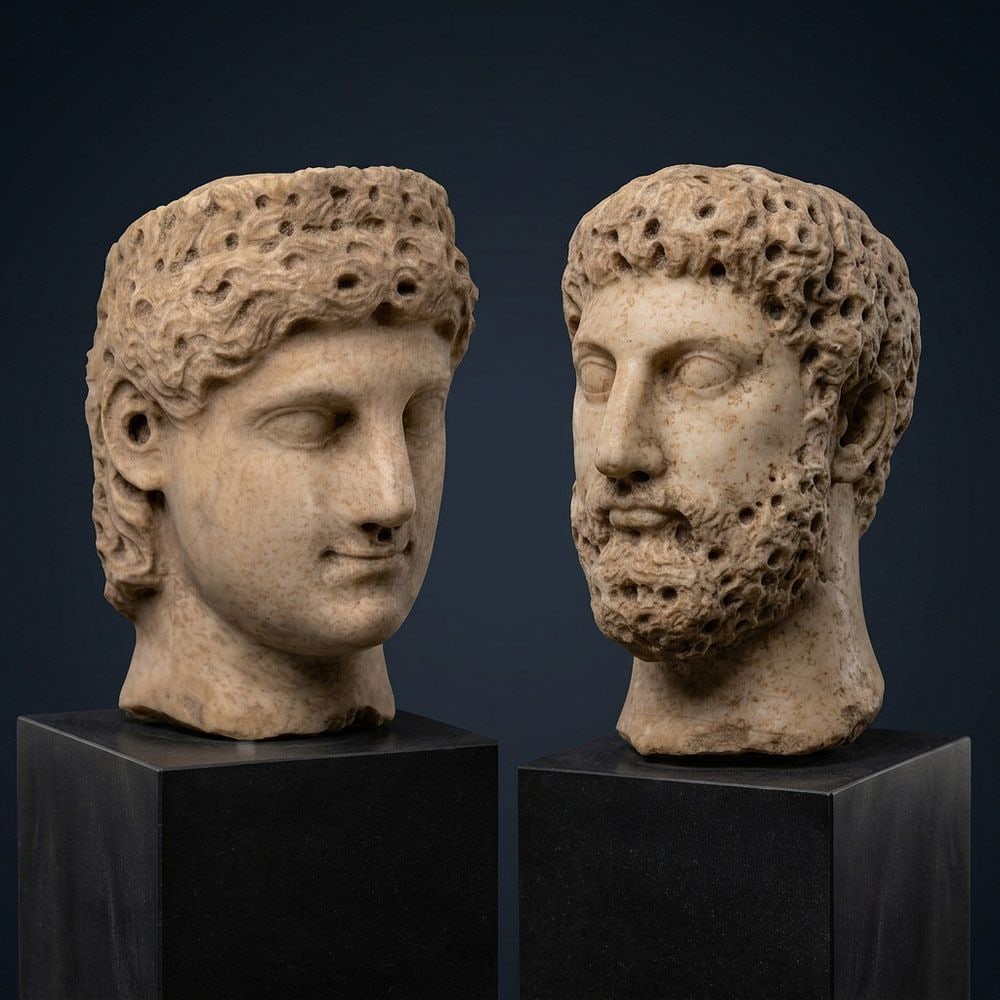 Heads of Hadrian and Antinous in the Classical Taste. Italy, 19th–20th Century (1 of 6)