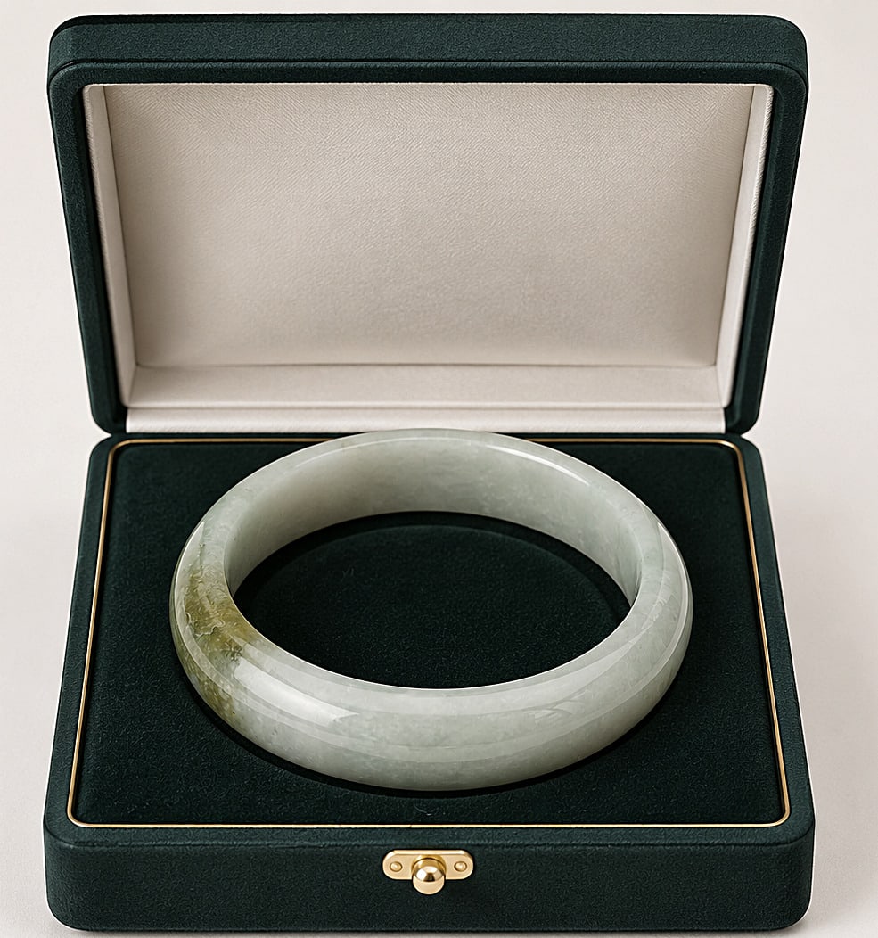 Vintage Chinese bracelet made of natural type A jadeite with certificate (1 of 6)