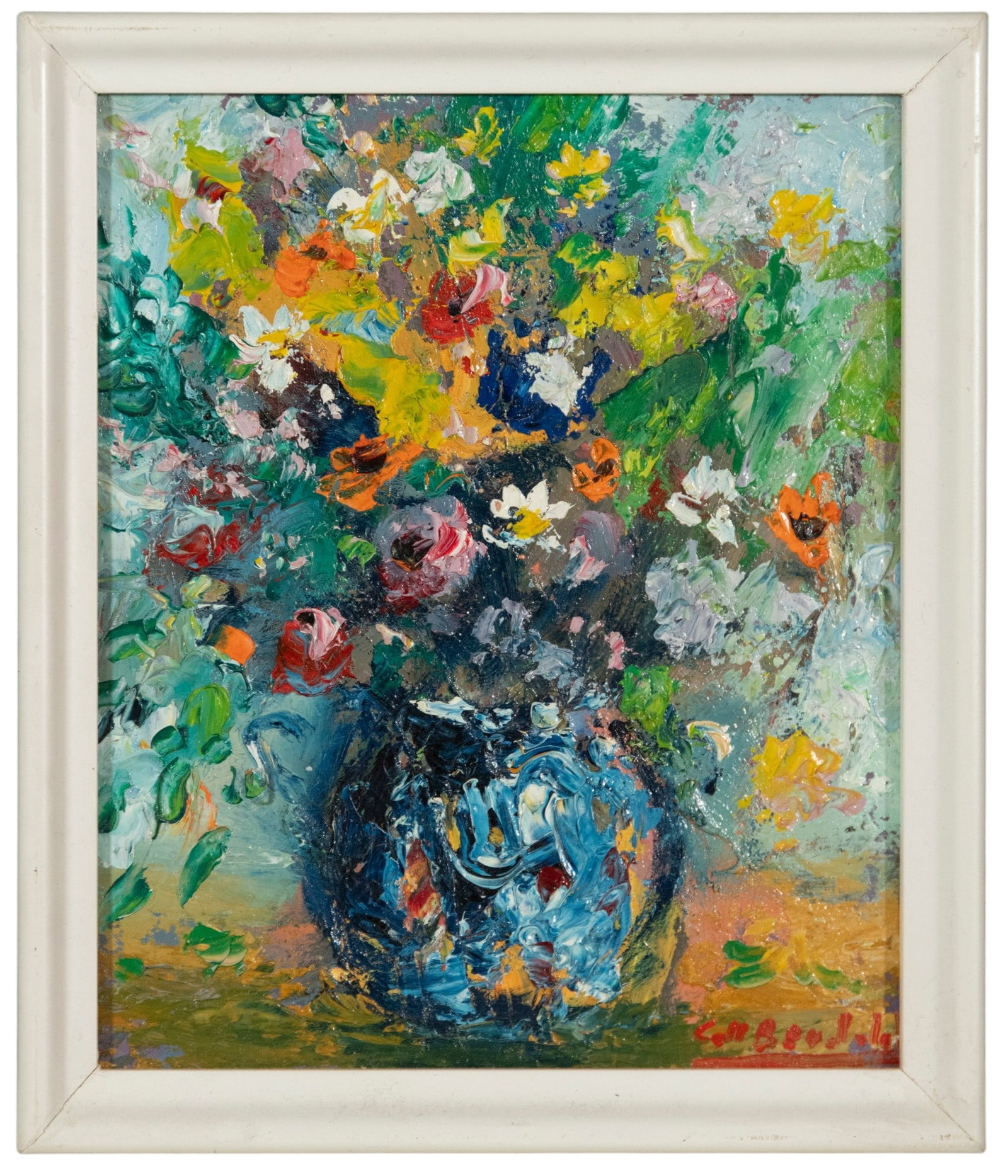 European Impressionist School, Still Life - signature to be identified: Oil on tablex, measures 18 x 16 cm