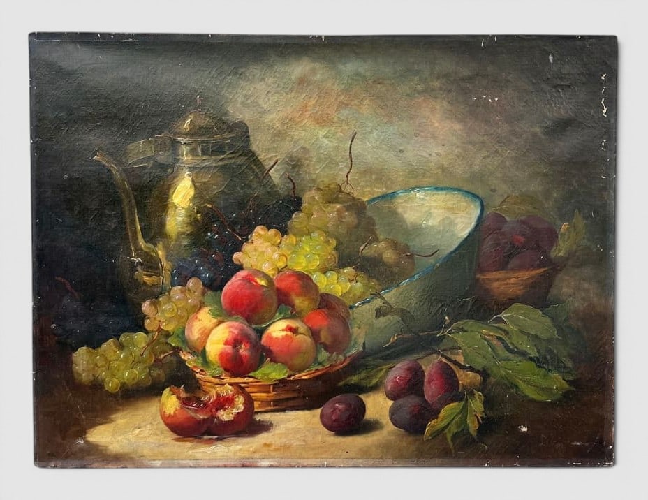 “STILL LIFE OF FRUIT”, ALFRED-ARTHUR BRUNEL DE NEUVILLE, 19th century – FRANCE: Technique on support: Oil on canvas - Title of the work: “Still Life” - Author: Alfred-Arthur Brunel de Neuville, signed Lebrun - Period: Late 19th century - Country of origin: France - Good c