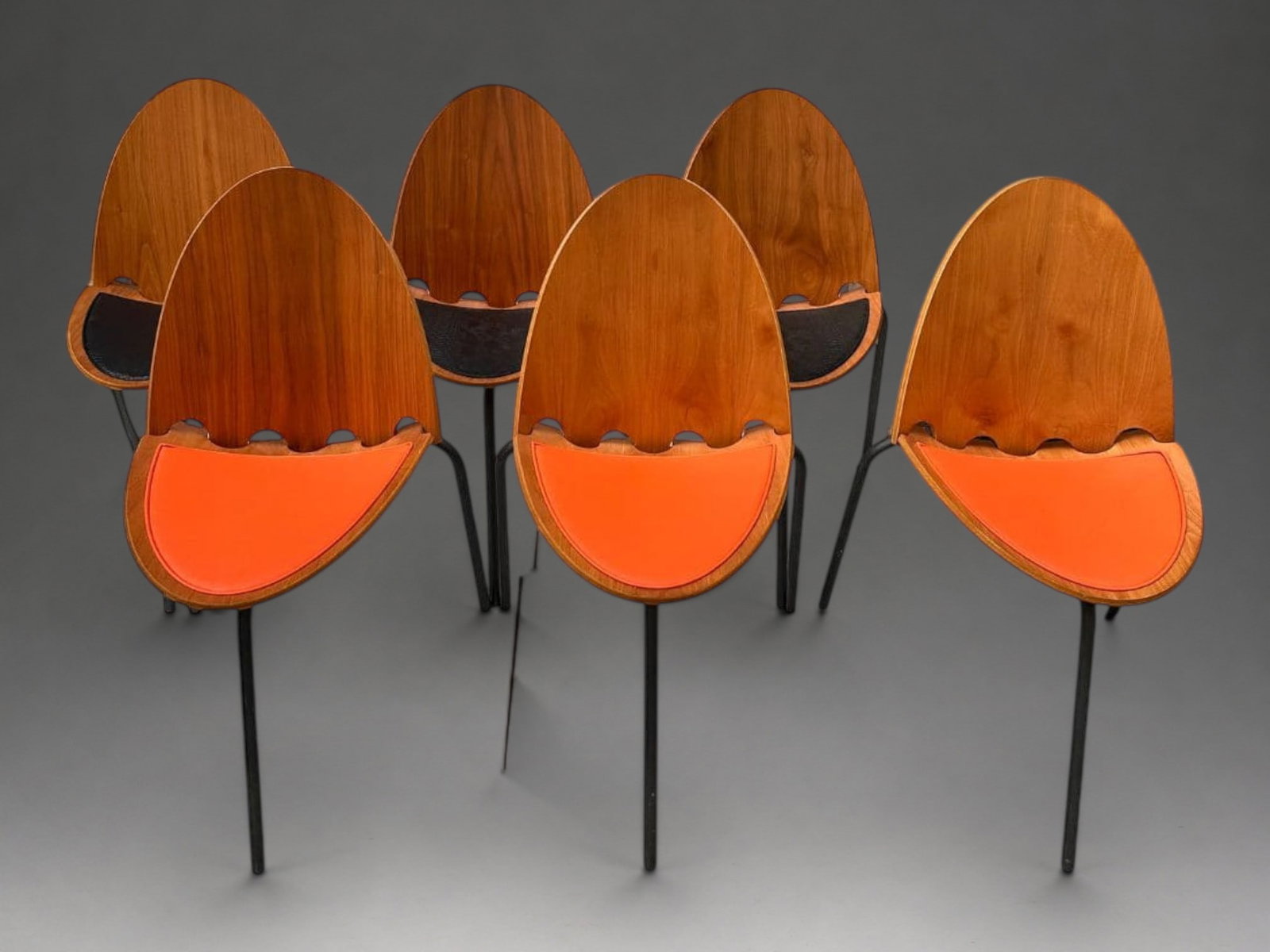 "A6" CHAIR SET, JOSEPH-ANDRÉ MOTTE FOR STEINER, WOOD AND LEATHER, 2000s – FRANCE (1 of 4)