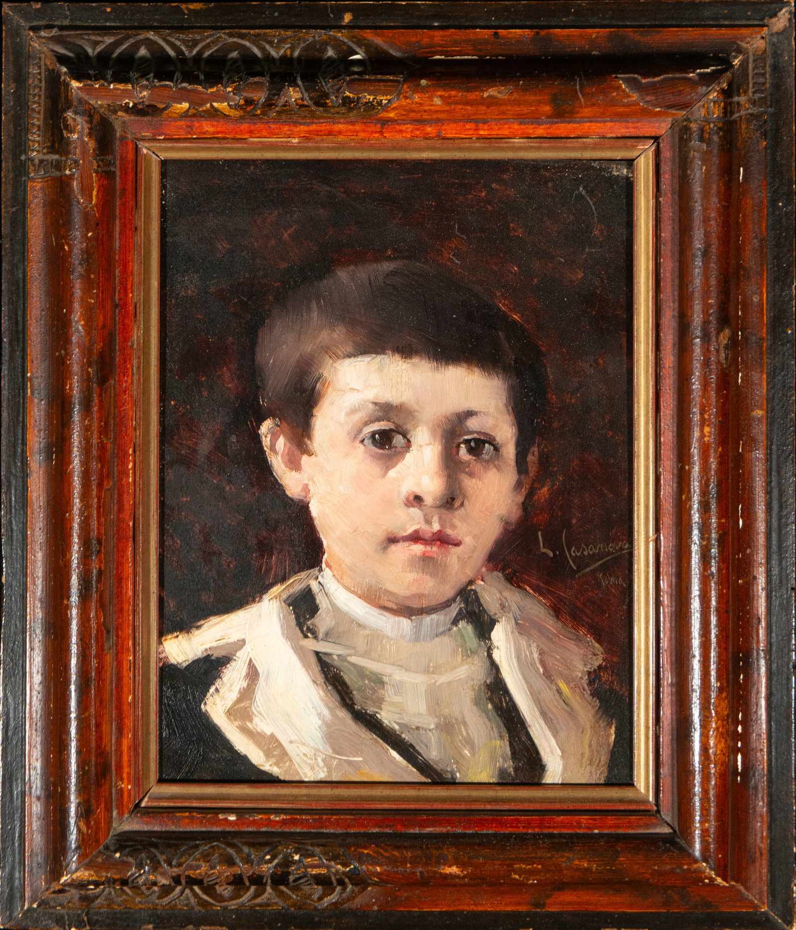 Portrait of Gabriel Miró as a child, signed “L. Casanova, ROME?? – Spanish School – 1886 (1 of 4)