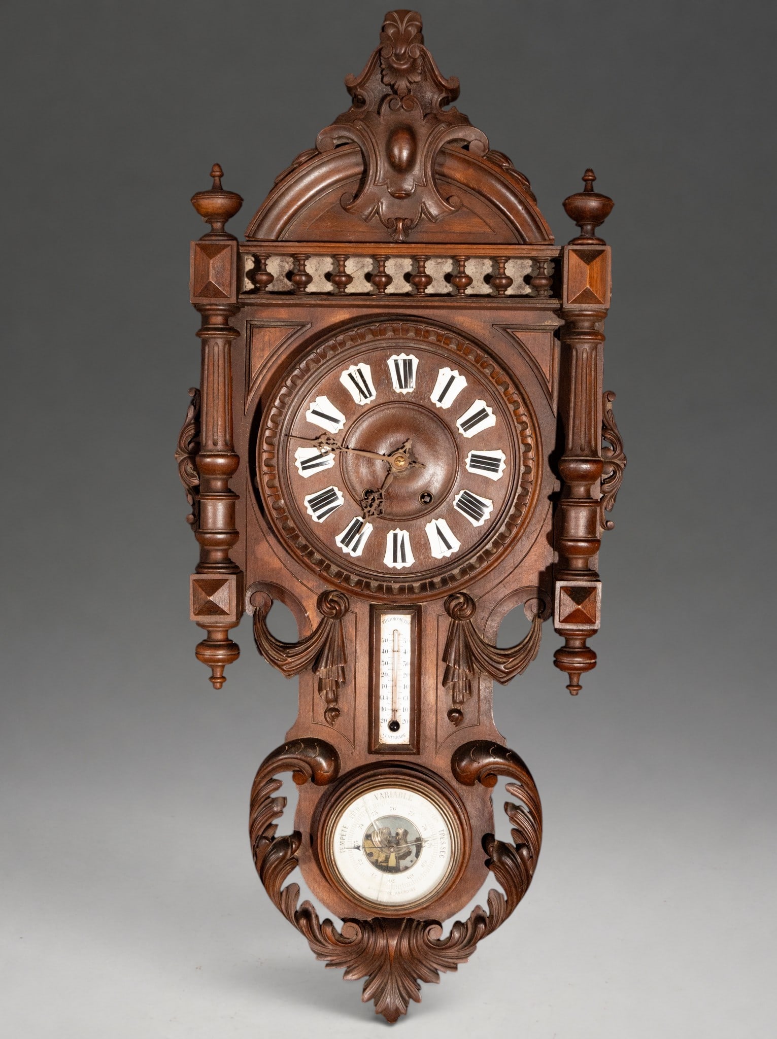 Wall clock with thermometer and barometer – late 19th century (1 of 5)
