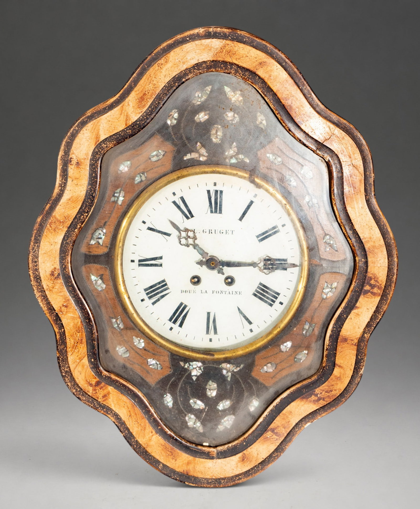 Bullseye clock with mother-of-pearl inlay – 19th century (1 of 3)