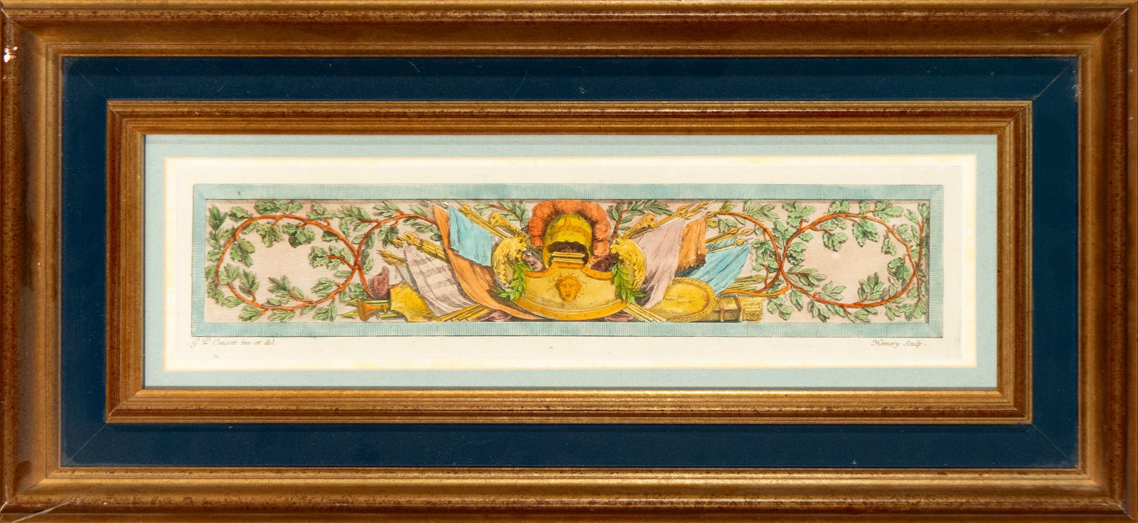 Ornamental frieze with military trophies, GB Casali inv. et del.; Remy sculp. – 18th century (1 of 3)