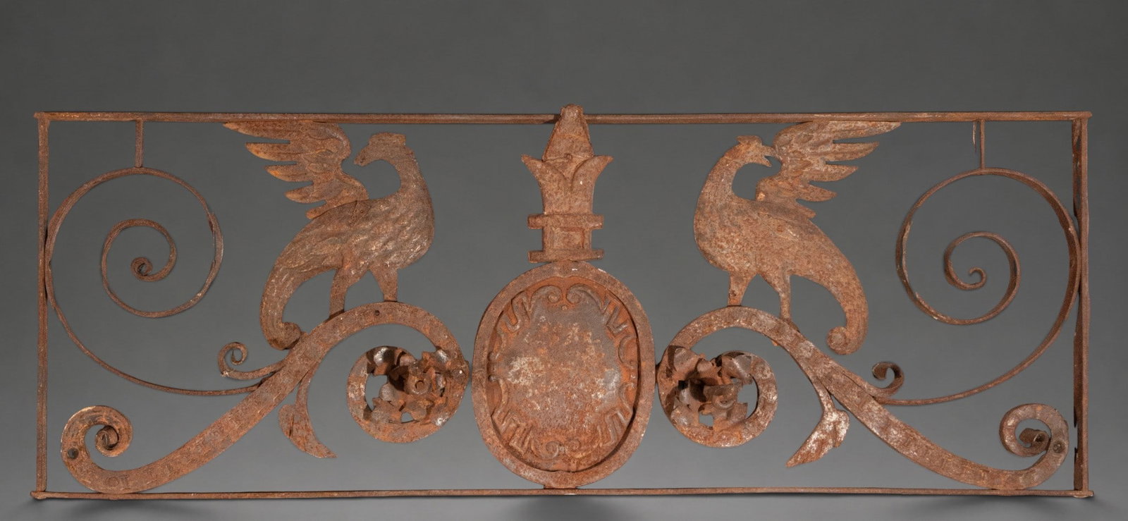 Wrought iron finial with birds and scroll decoration (1 of 6)
