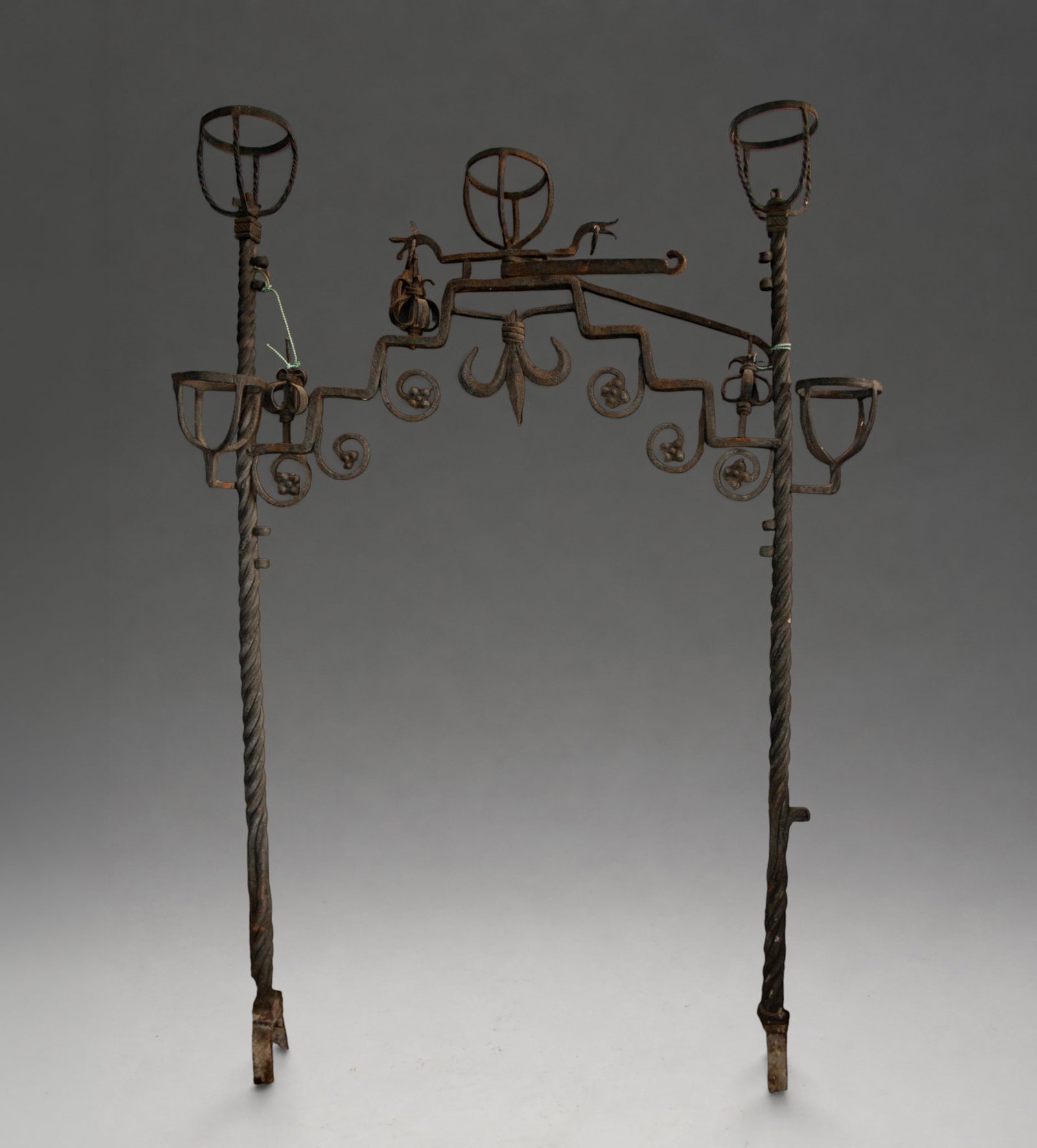 Monumental wrought iron candelabra for three lights – 16th century (1 of 5)
