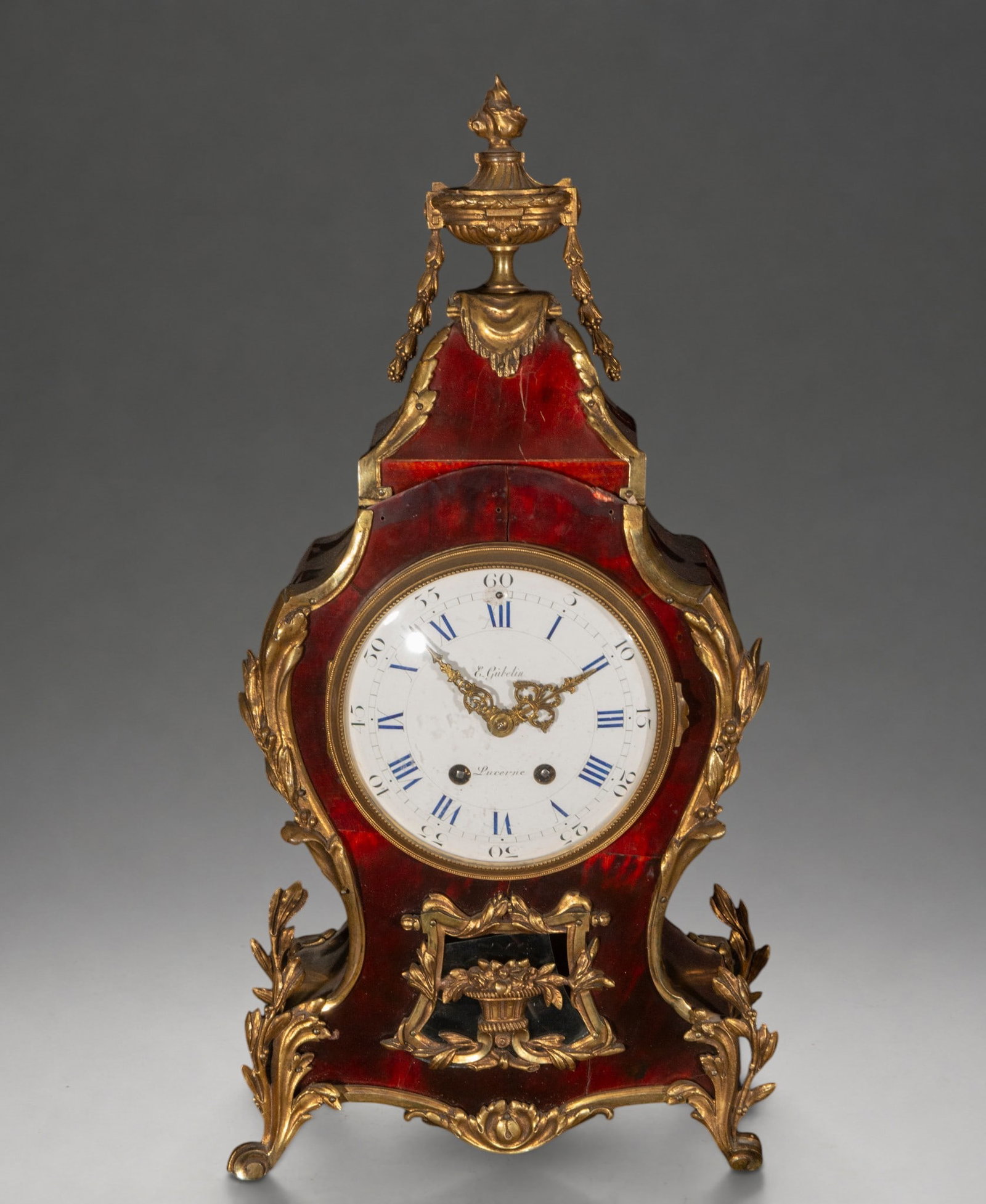 Tortoiseshell and gilt bronze mantel clock, signed “E. Gübelin, Lucerne?? – 19th century (1 of 5)