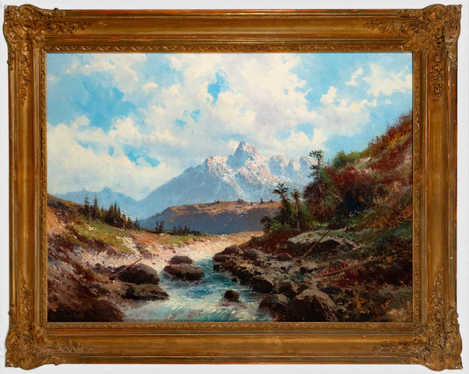 Mountainous landscape with torrent - Carlos de Haes (Brussels, 1826-Madrid, 1898) – 19th century (1 of 4)