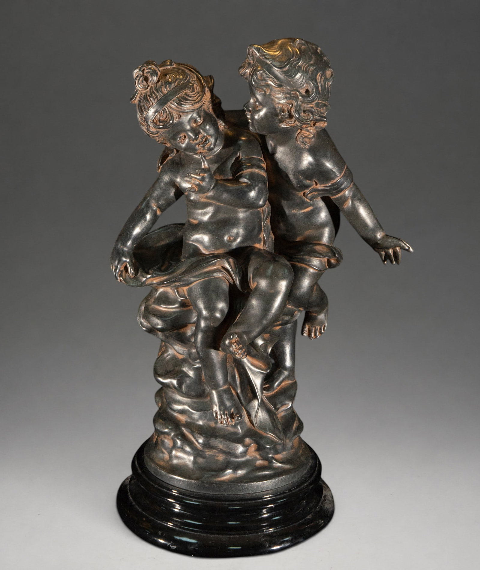 Group of two children on a rockery – European School – 20th century (1 of 5)