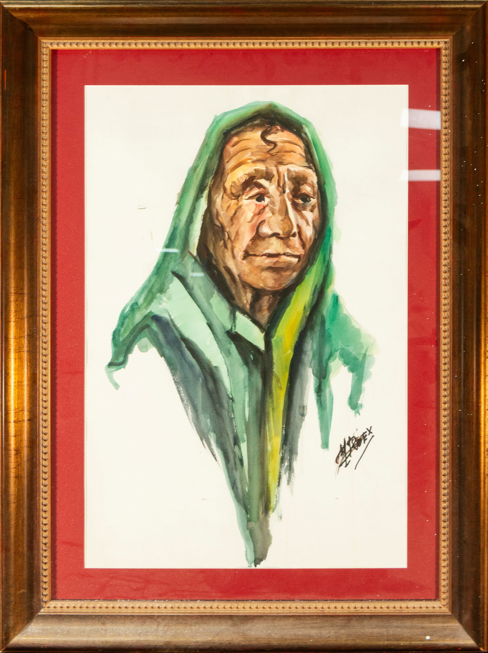 Orientalist portrait, signed – Spanish School – 20th century (1 of 4)
