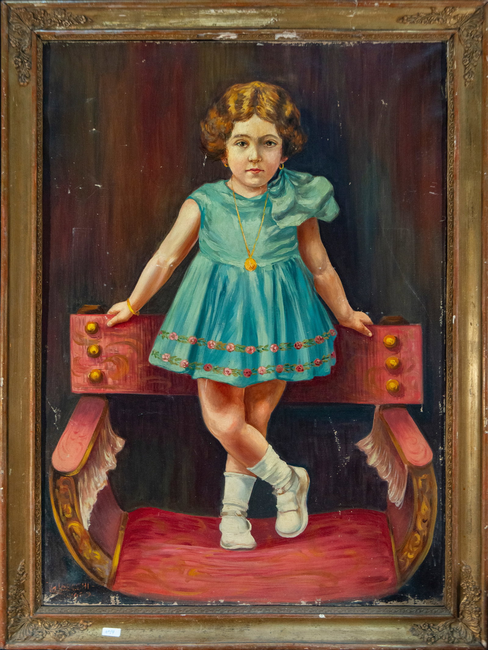 Modernist portrait of a girl, signed – Spanish School – 20th Century (1 of 6)