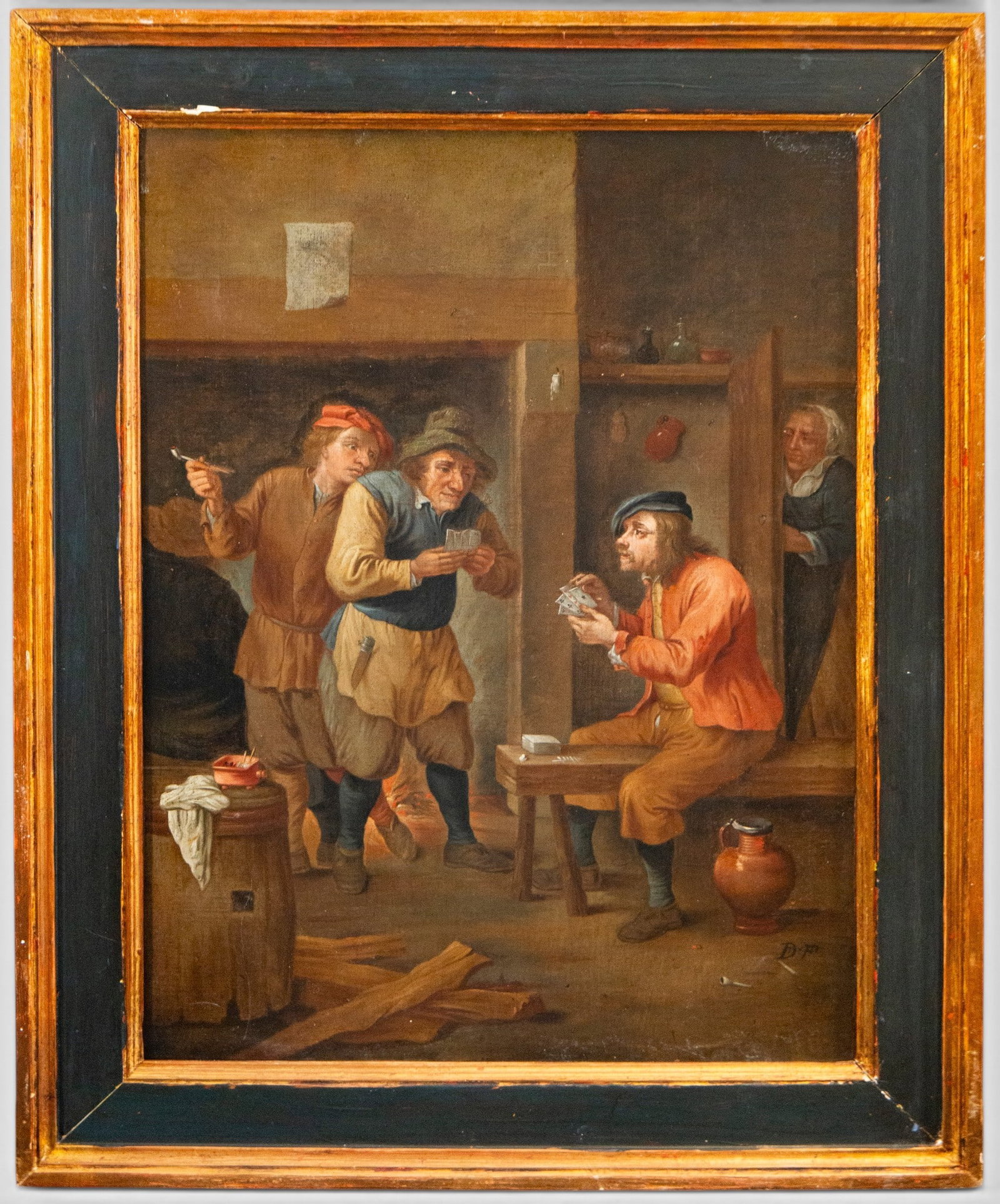 THE CARD PLAYERS - SIGNED DAVID TENIERS THE YOUNGER (1610-1690), FLEMISH SCHOOL 17TH CENTURY (1 of 6)
