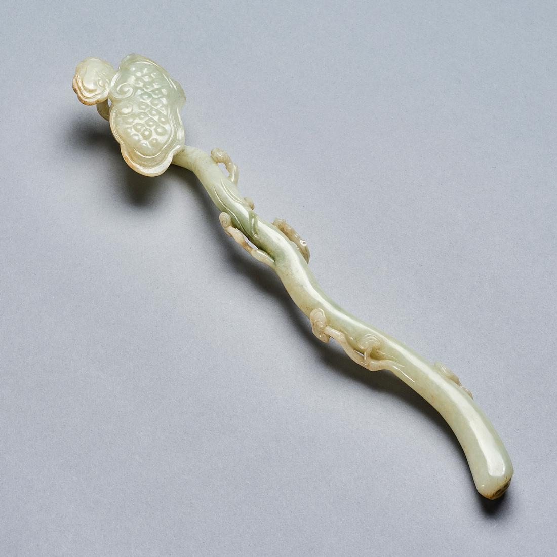 A jadeite 'lingzhi' Ruyi scepter,Qing dynasty (1 of 7)