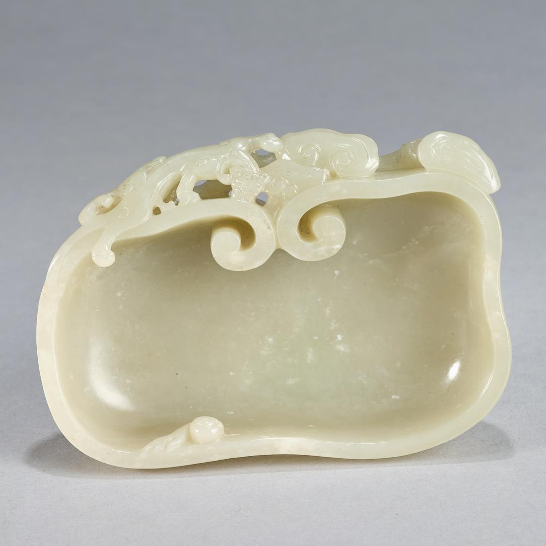 A jade ruyi-shaped 'chilong' brush washer, Qing dynasty (1 of 5)